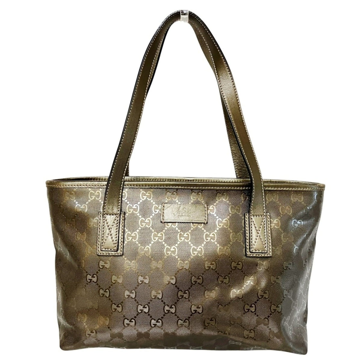 Gucci Gg Imprimé Gold Pvc Leather Tote Bag (Pre-Owned)