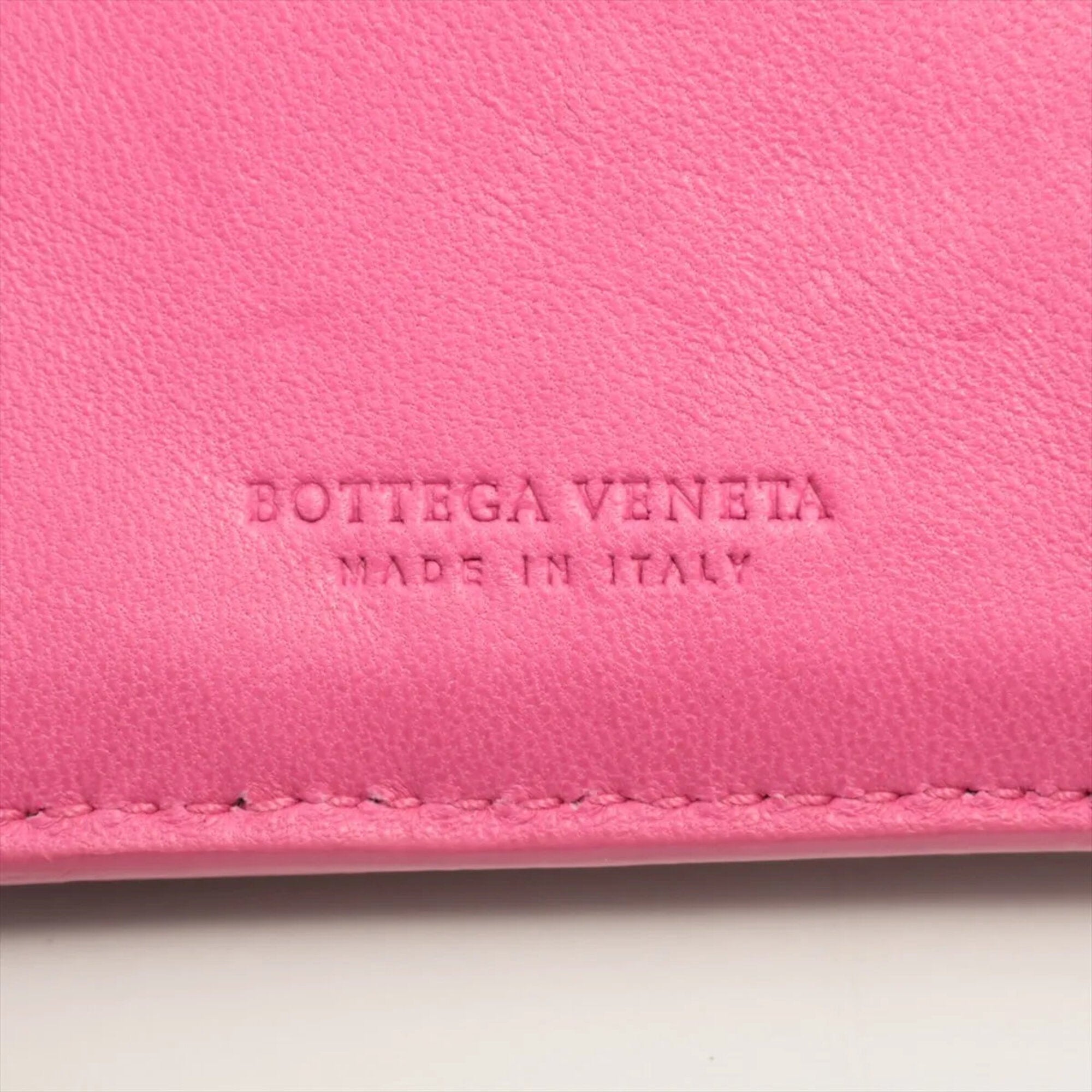Bottega Veneta Intrecciato Brown Pink Intrecciato Long Wallet (Bi-Fold) (Pre-Owned)