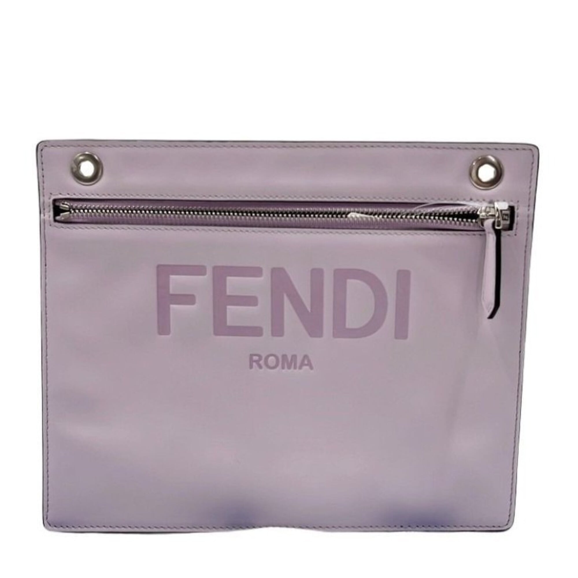 Fendi Gray Purple Leather Clutch Bag (Pre-Owned)