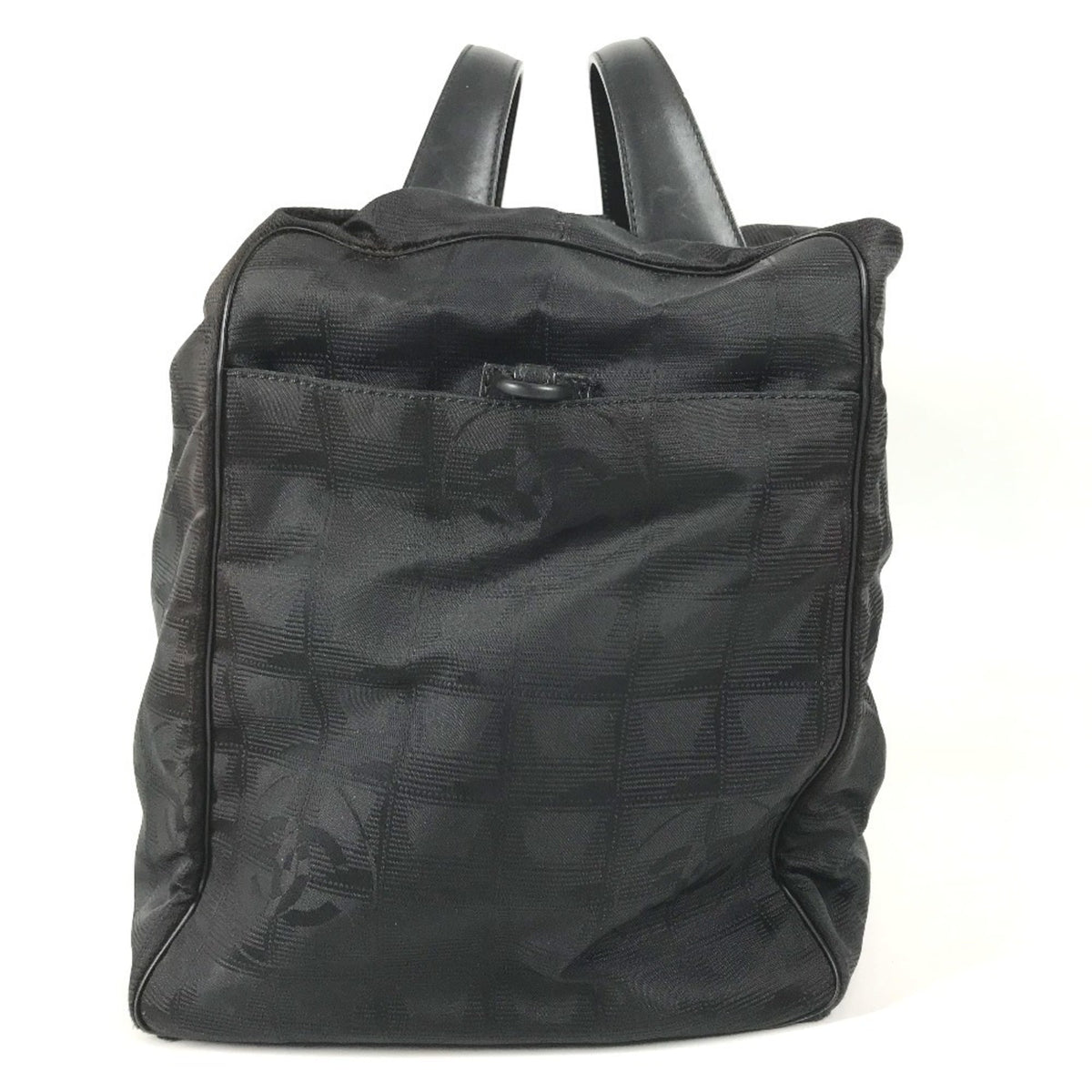 Chanel New Travel Line Black Nylon Leather Boston Bag Handbag (Pre-Owned)