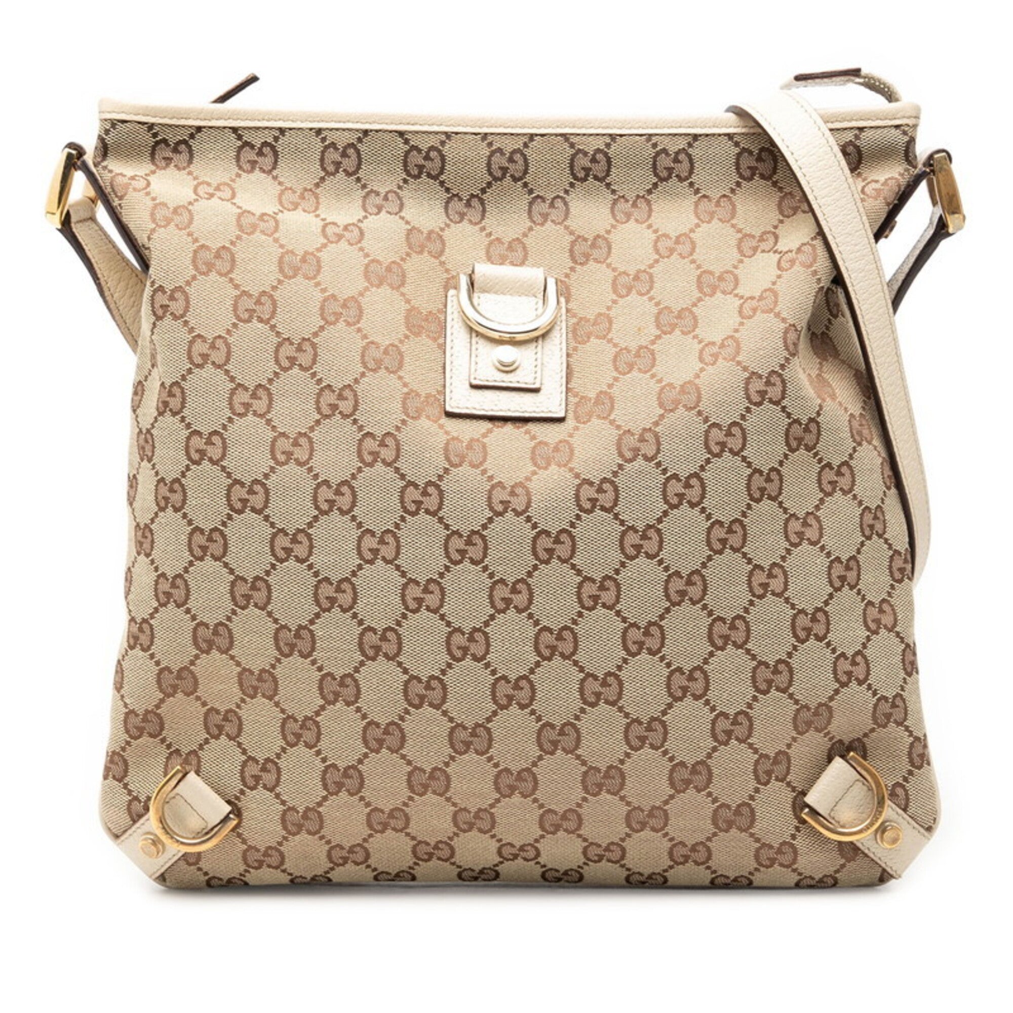 Gucci Brown Canvas Leather Shoulder Bag (Pre-Owned)
