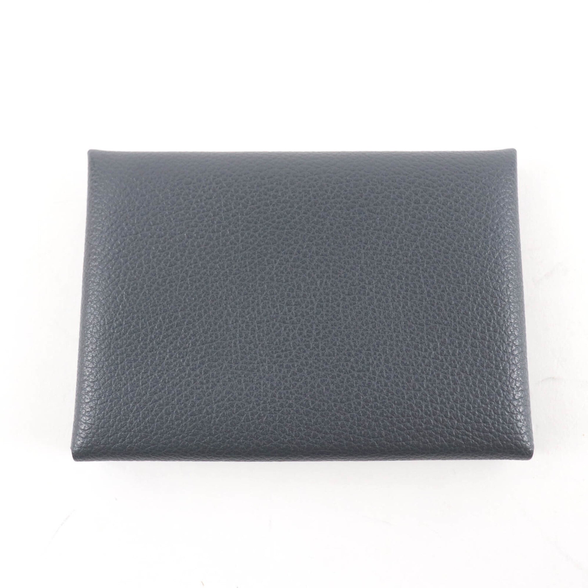 Hermes Dark Gray Evercalf Leather Coin Purse/Coin Case (Pre-Owned)