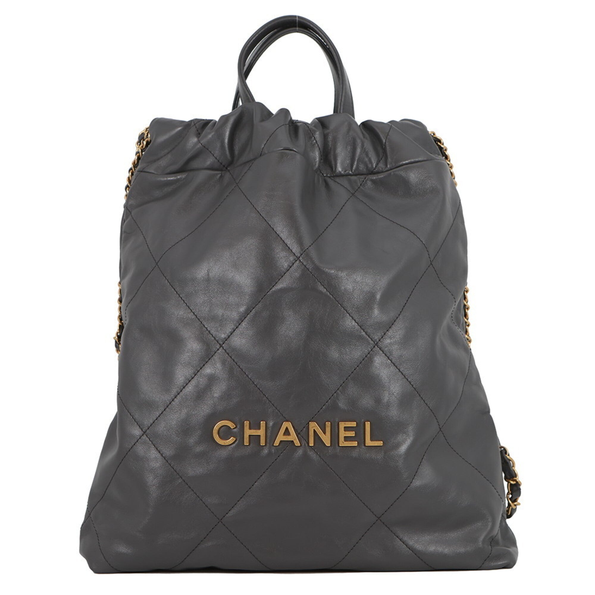 Chanel Gray Leather Backpack (Pre-Owned)