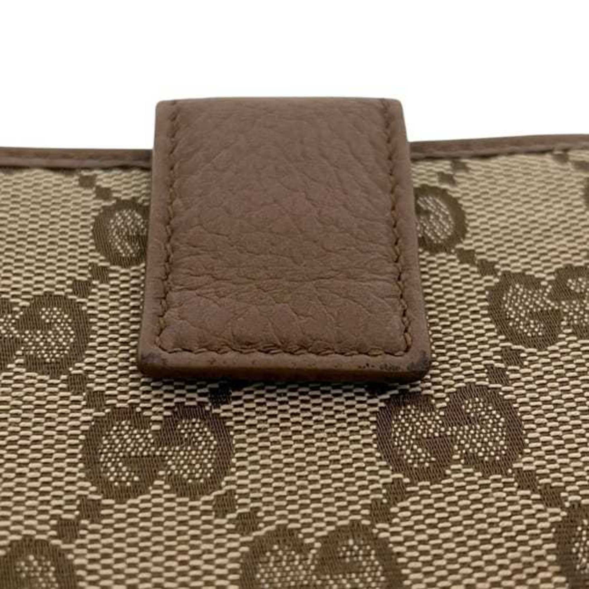 Gucci Beige Brown Brown Gg Gg Canvas Leather Wallet (Bi-Fold) (Pre-Owned)