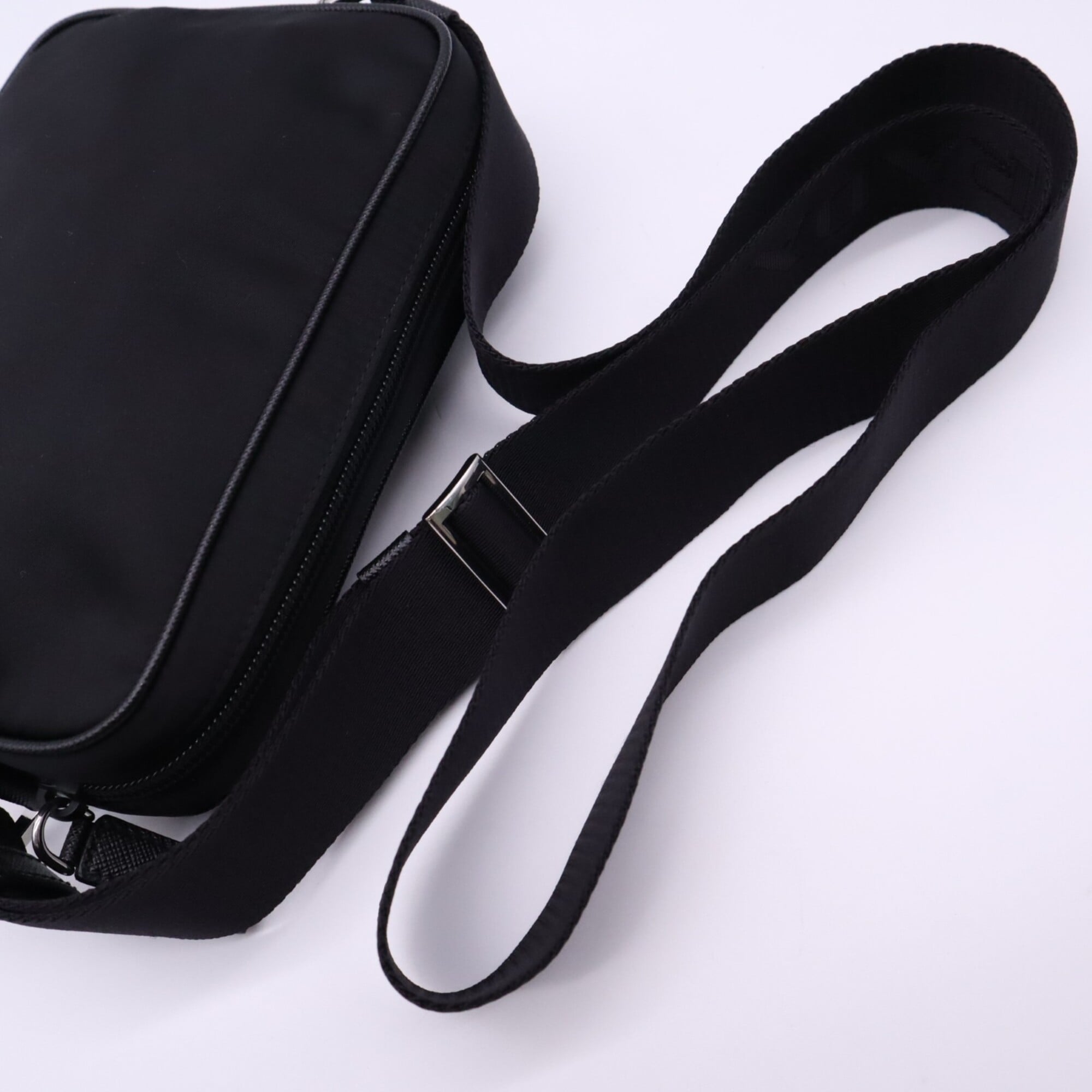Prada Saffiano Black Nylon Shoulder Bag (Pre-Owned)
