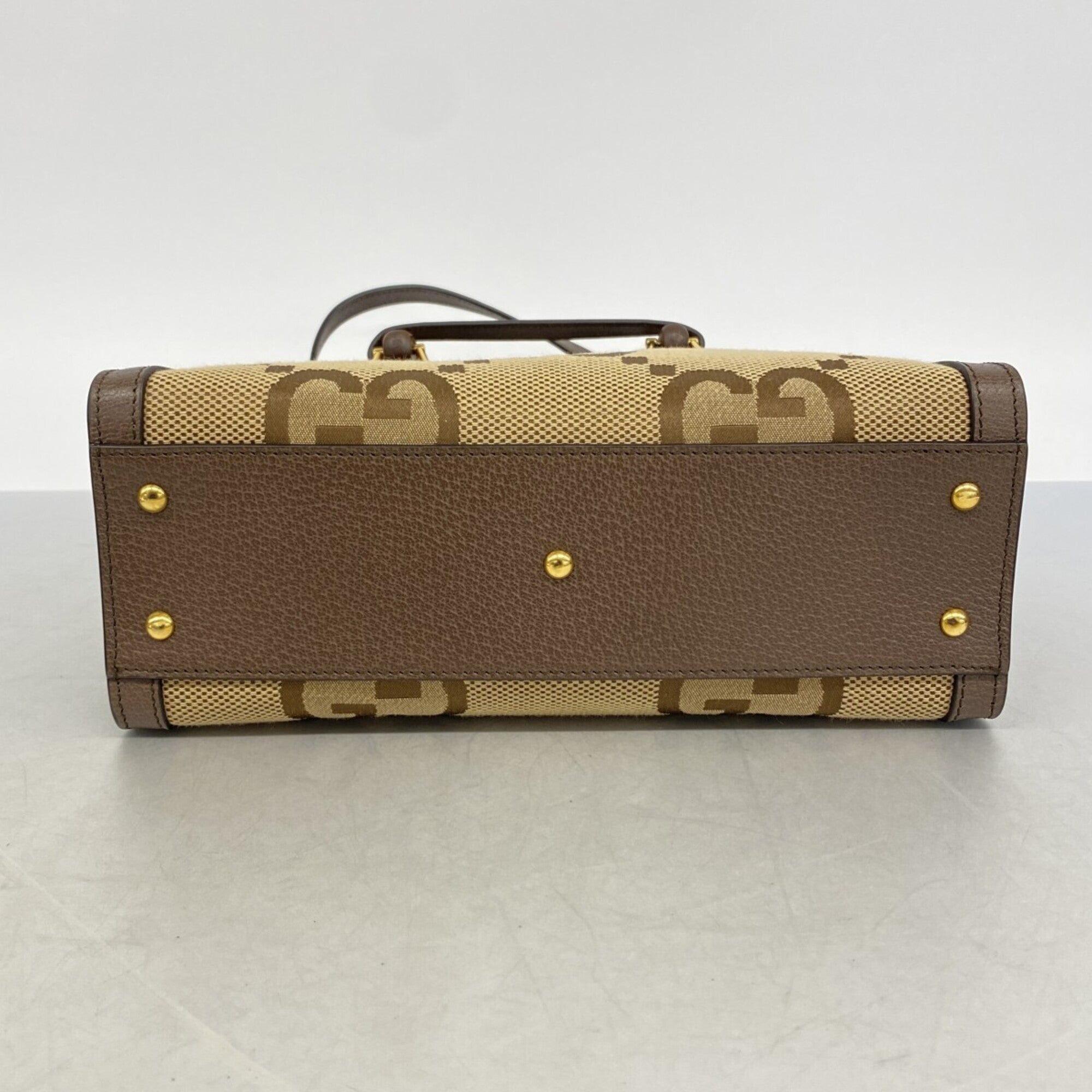 Gucci Brown Canvas Leather Handbag (Pre-Owned)