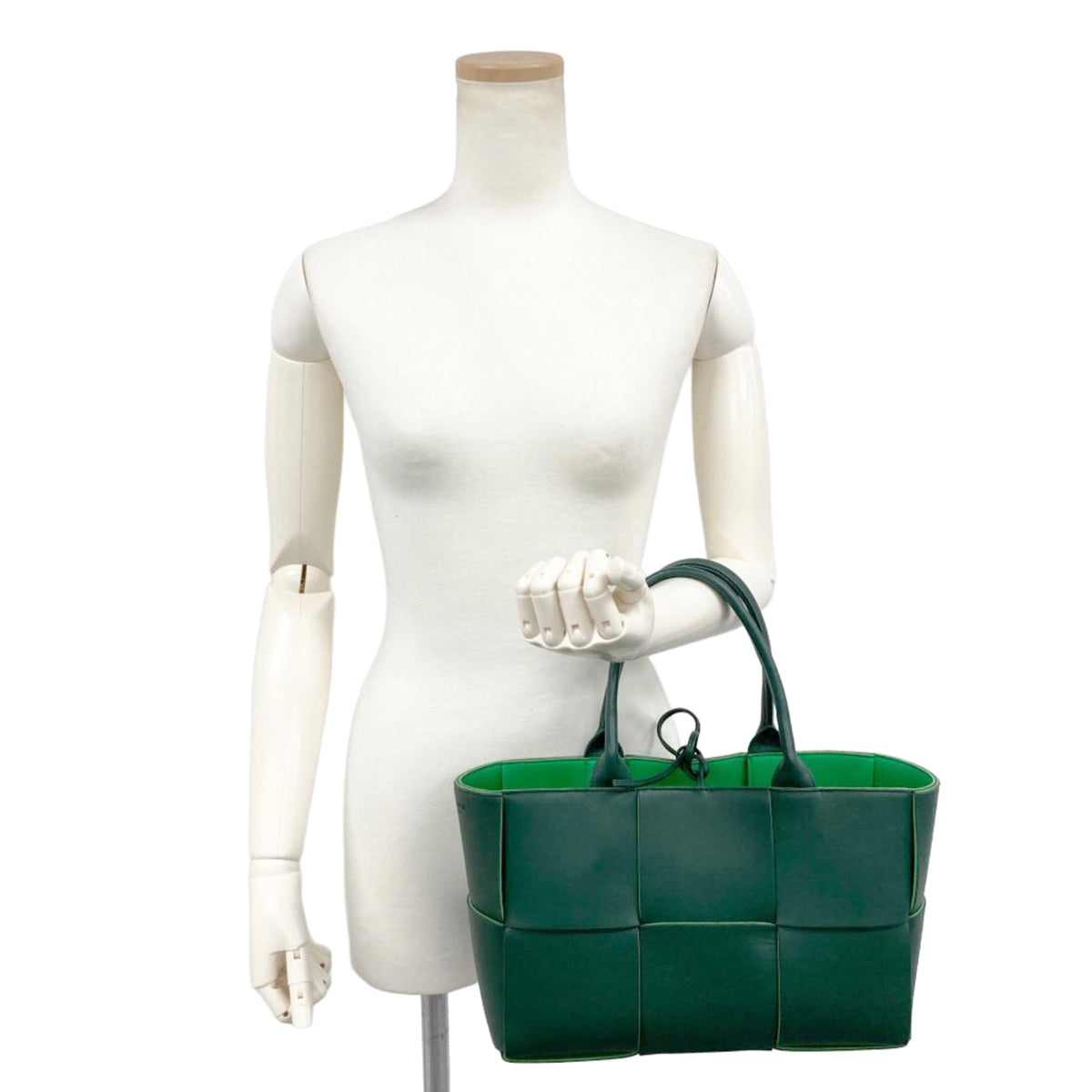 Bottega Veneta Green Leather Handbag Pouch Tote Bag (Pre-Owned)