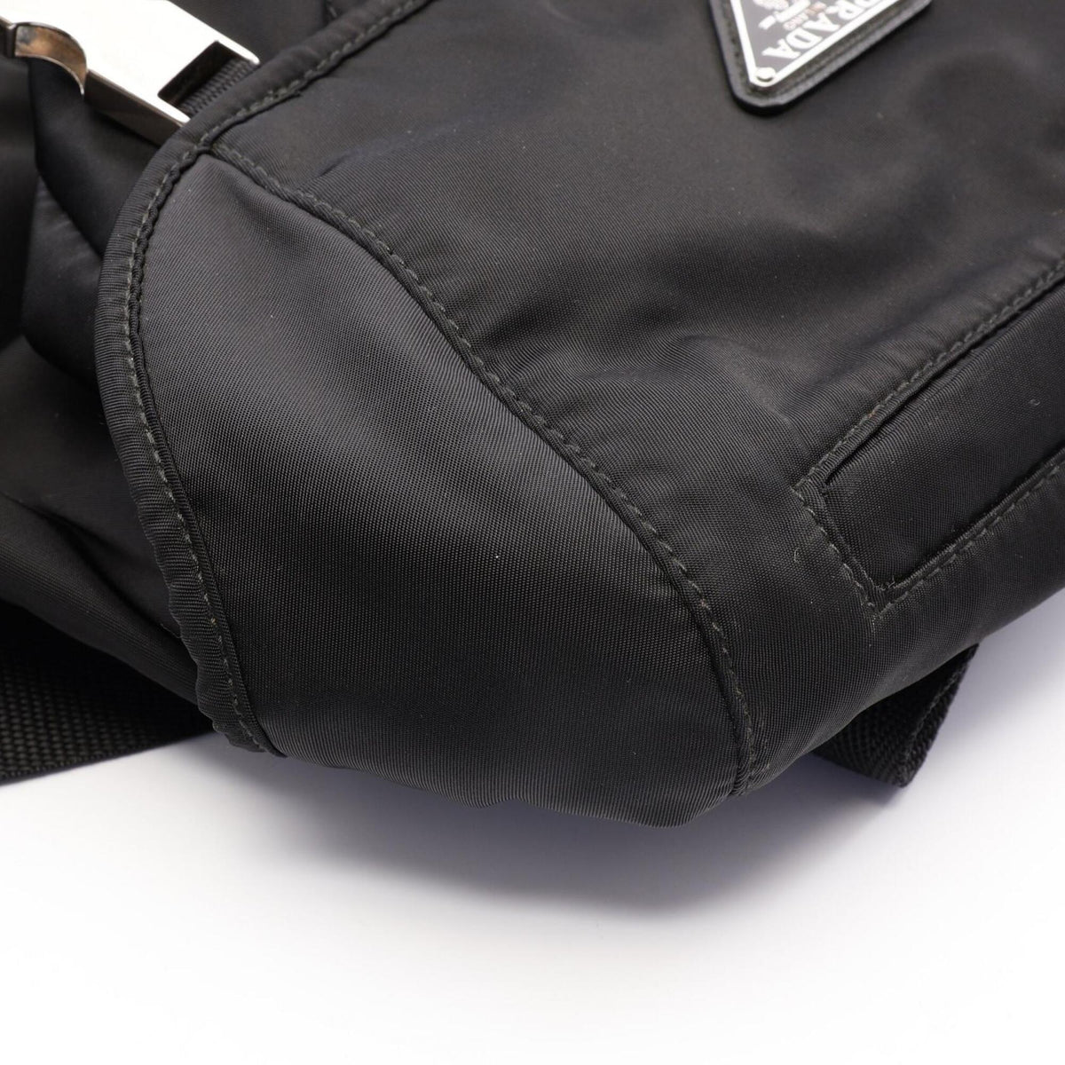 Prada Black Nylon Saffiano Triangle Backpack Handbag (Pre-Owned)