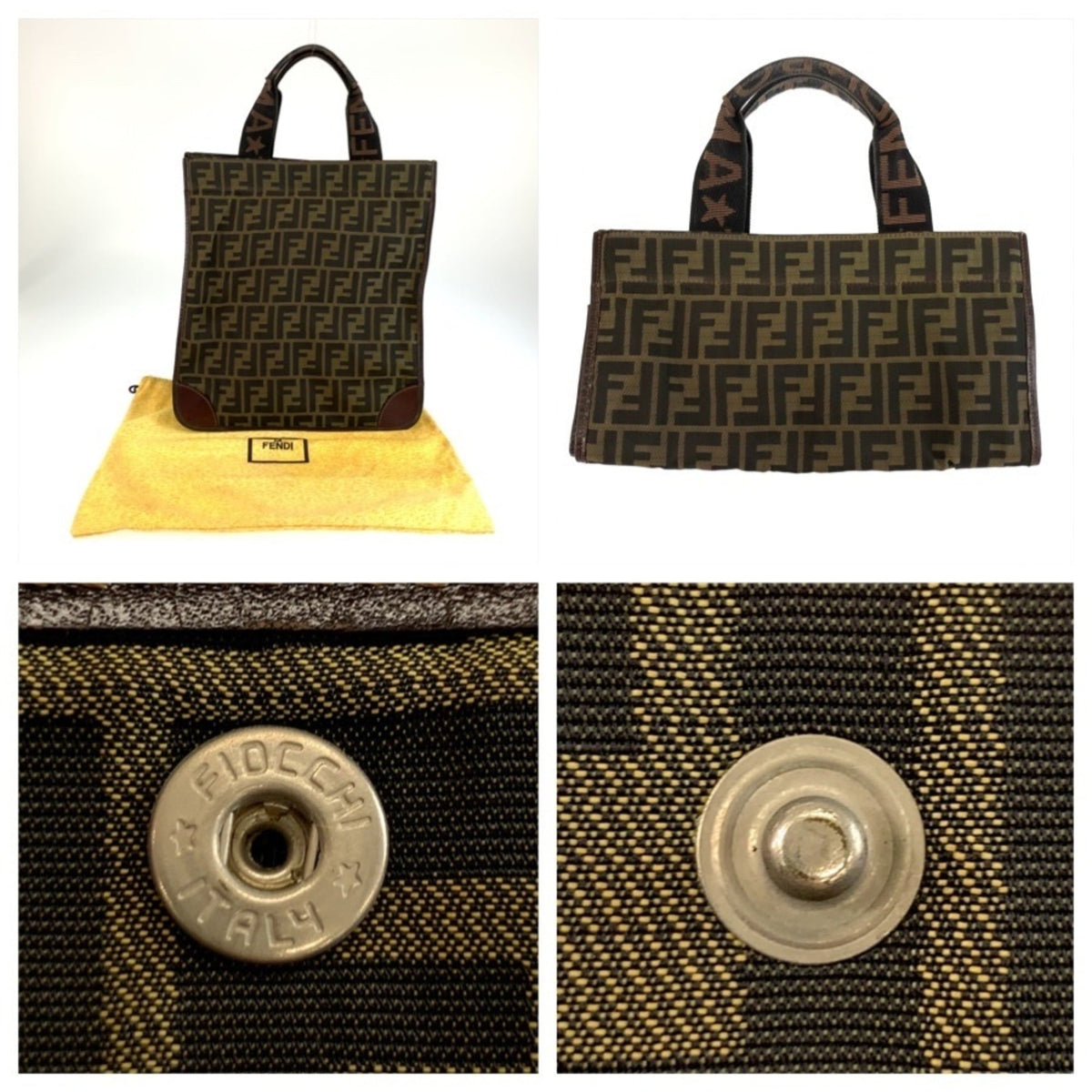 Fendi Brown Canvas Leather Handbag Tote Bag (Pre-Owned)