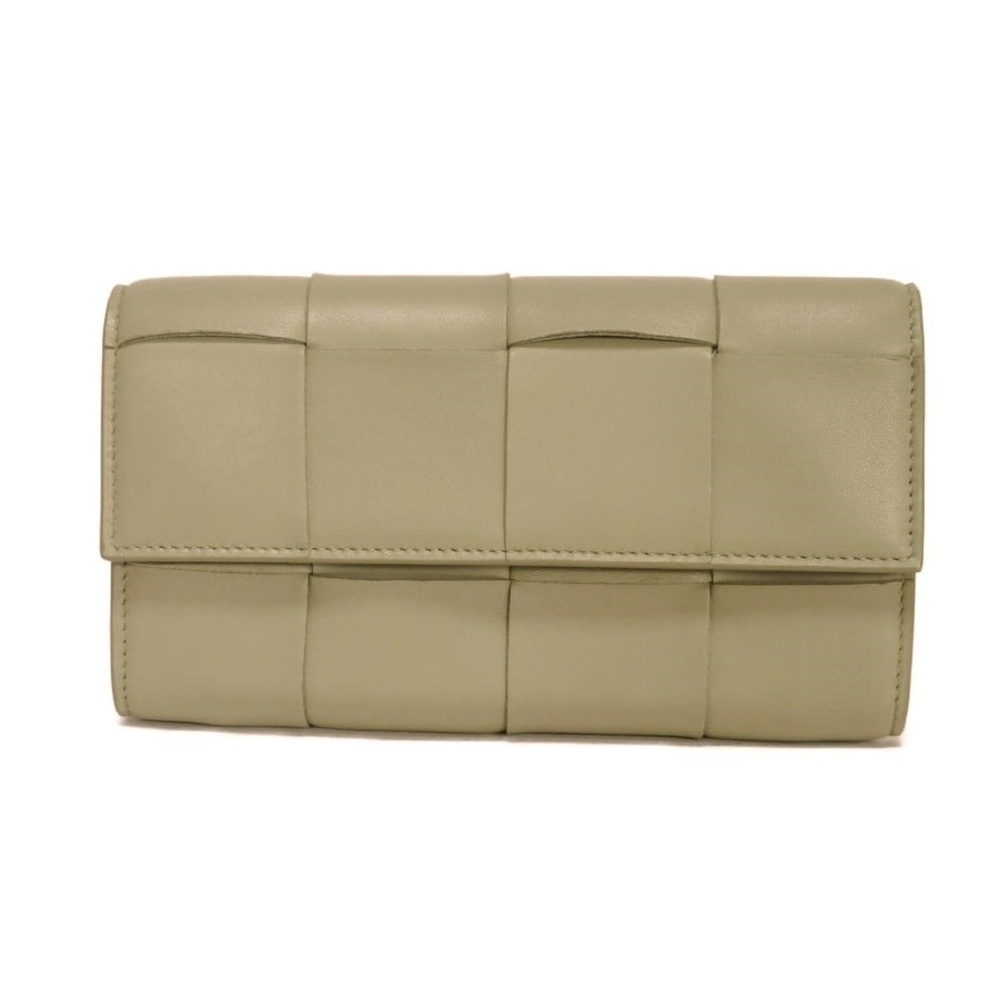 Bottega Veneta Green Intrecciato Long Wallet (Bi-Fold) (Pre-Owned)