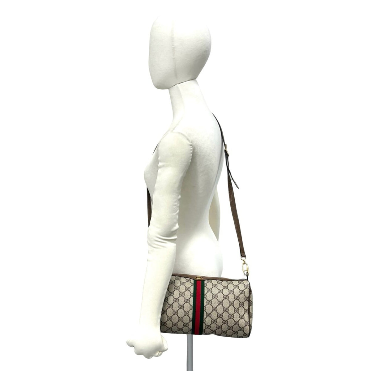Gucci Brown Green Red Color Leather Pvc Pochette Shoulder Bag (Pre-Owned)