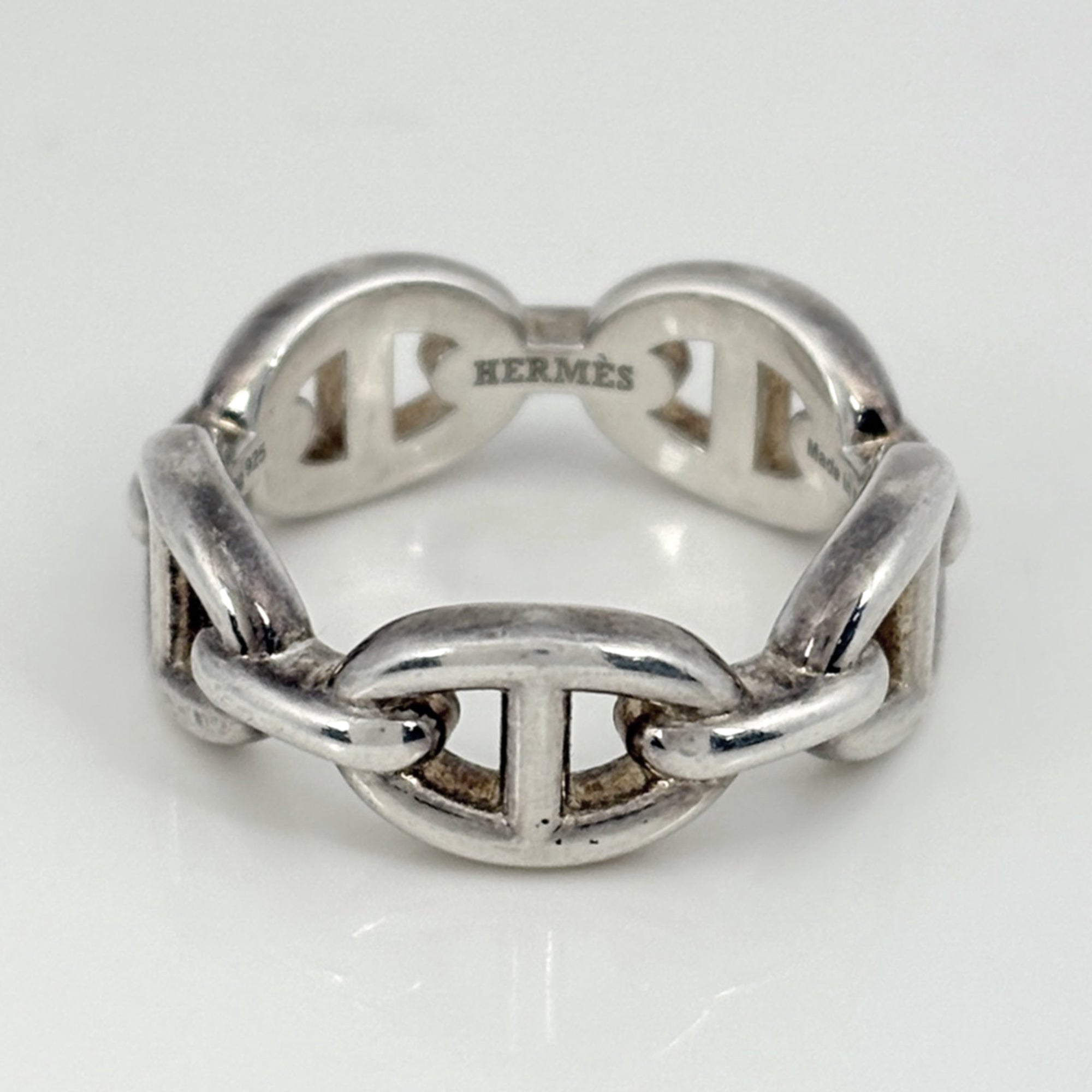 Hermes Chaine D'ancre Silver Silver 925 Band Ring (Pre-Owned)