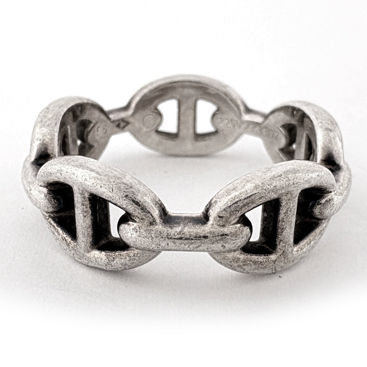 Hermes Silver Silver 925 Band Ring (Pre-Owned)