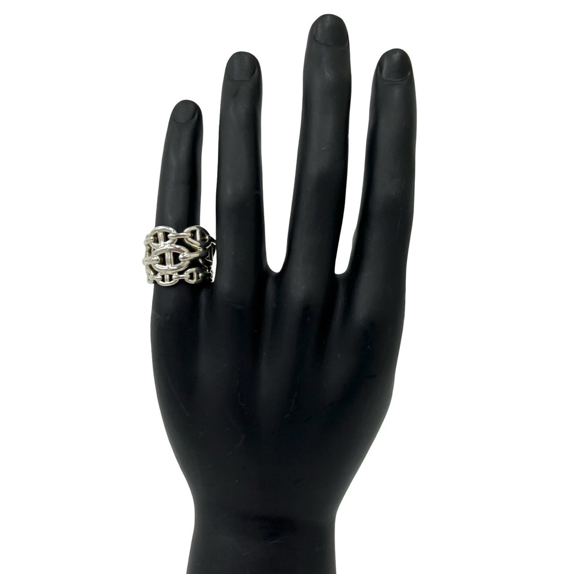 Hermes Silver Silver 925 Band Ring (Pre-Owned)