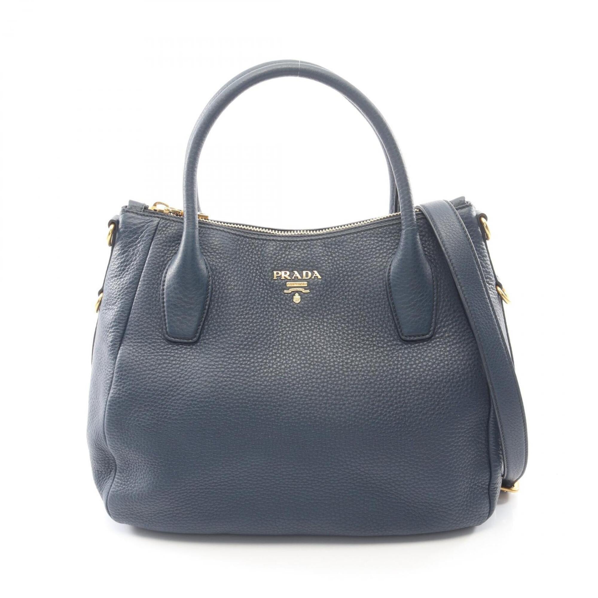 Prada Navy Vitello Daino Handbag Tote Bag (Pre-Owned)