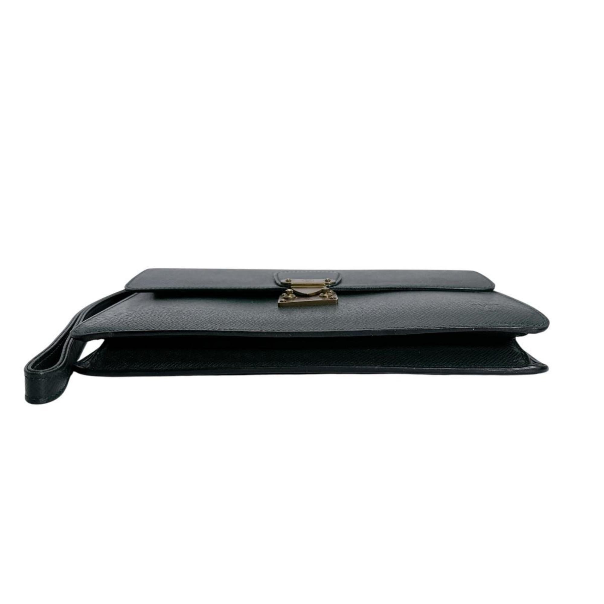 Louis Vuitton Episea Green Taiga Leather Clutch Bag (Pre-Owned)