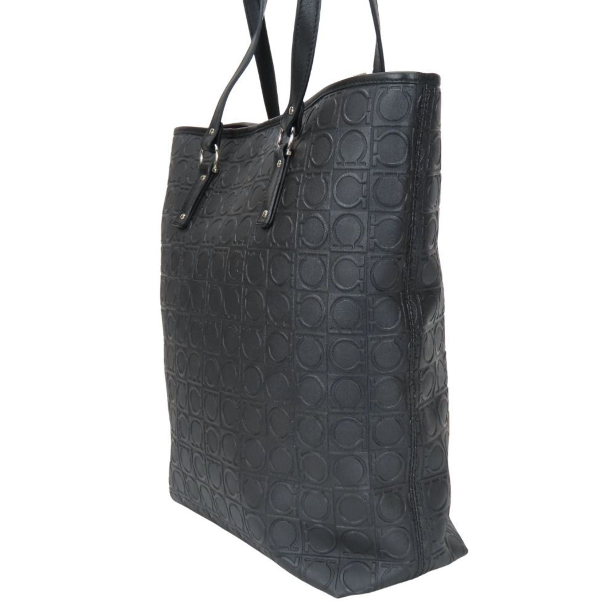 Salvatore Ferragamo Gancini Black Pvc Tote Bag (Pre-Owned)