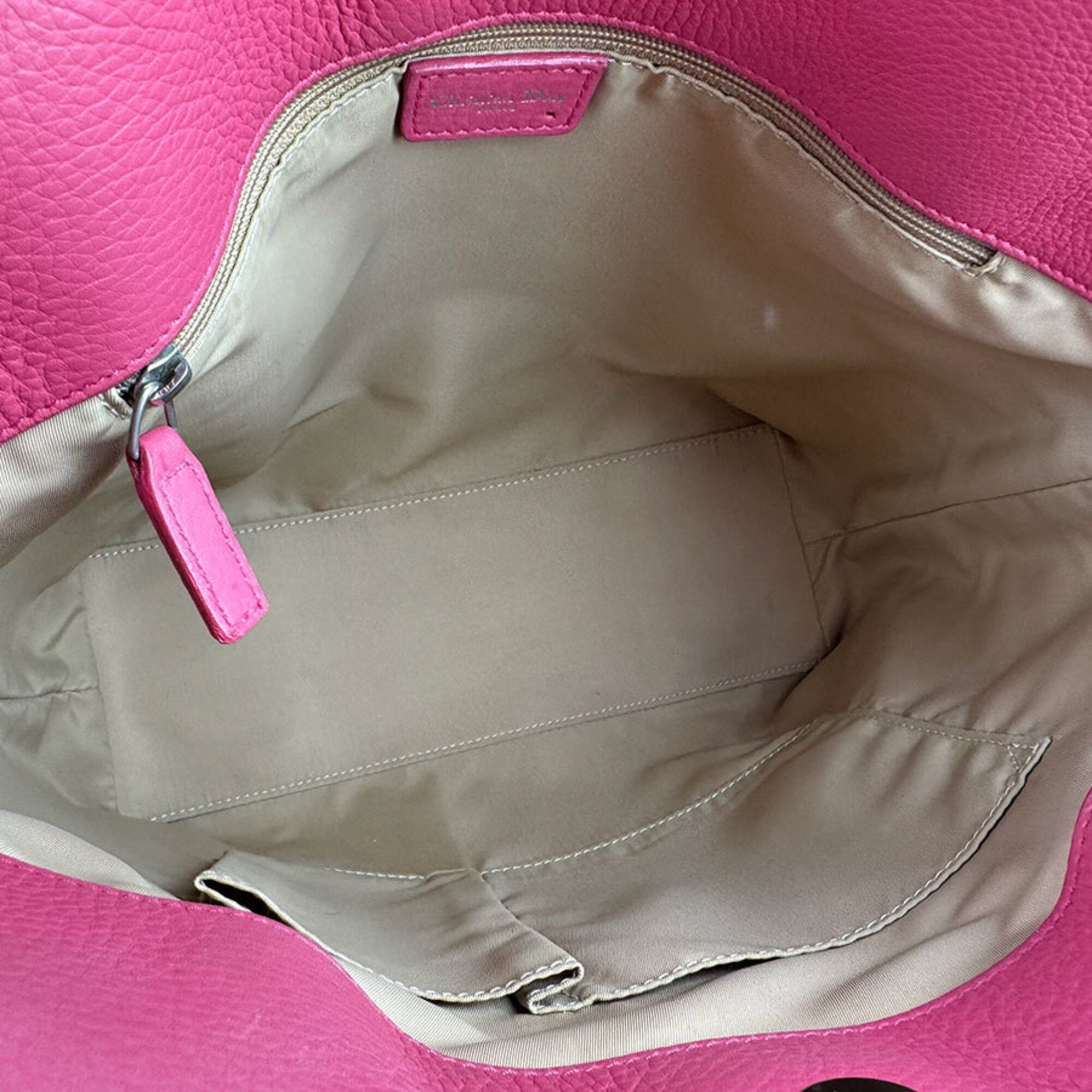 Christian Dior Brown Pink Canvas Leather Handbag (Pre-Owned)