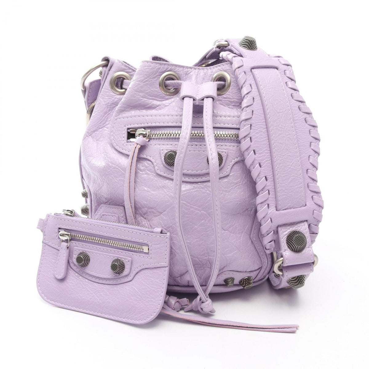 Balenciaga Purple Leather Handbag Pouch Shoulder Bag (Pre-Owned)