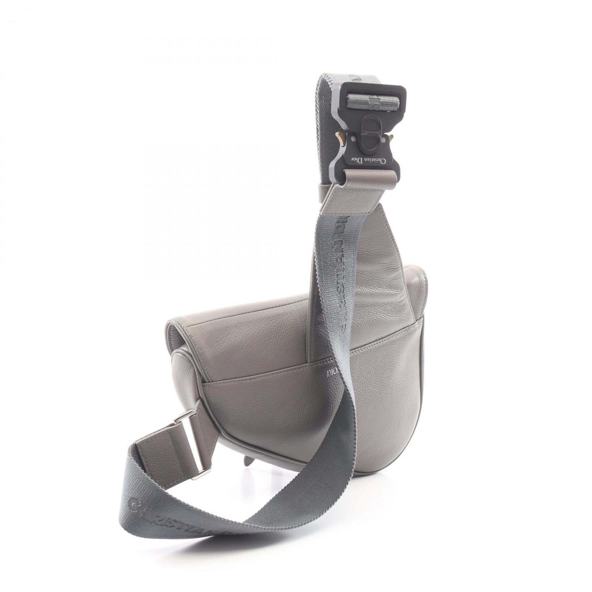 Christian Dior Gray Leather Fanny Pack Saddle Bag (Pre-Owned)