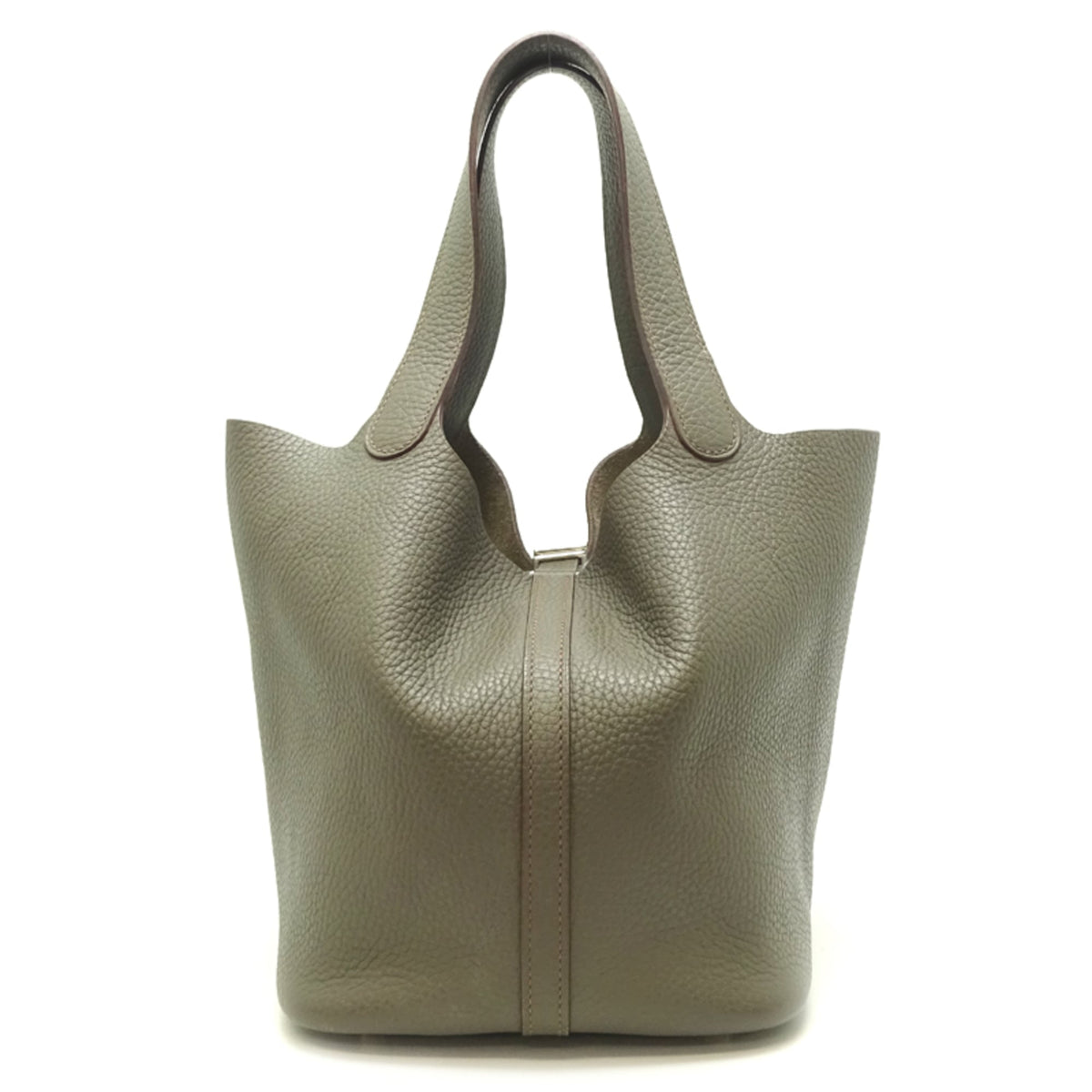 Hermes Etain Taurillon Clemence Leather Handbag (Pre-Owned)
