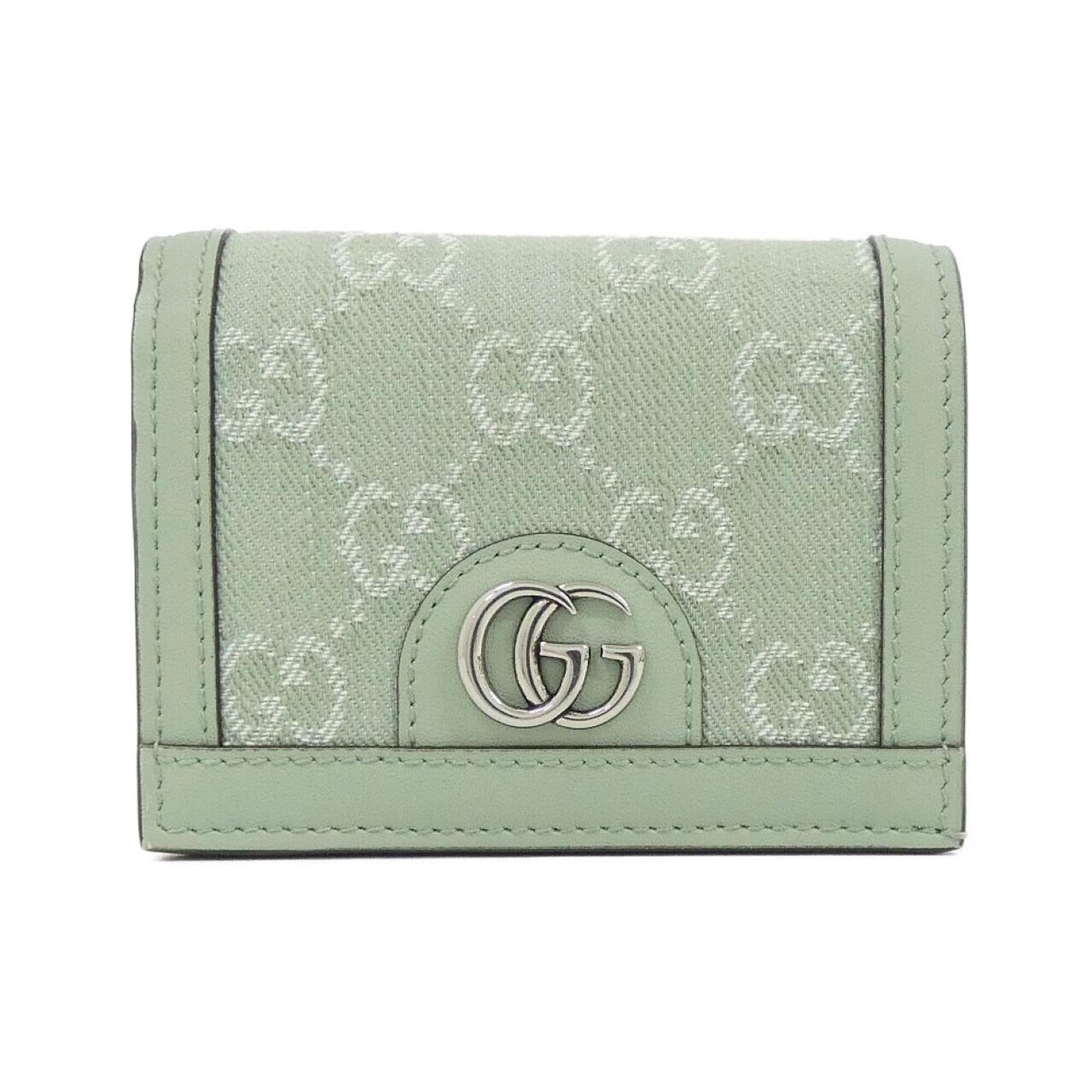 Gucci Green Pale Green Denim Leather Wallet (Bi-Fold) (Pre-Owned)