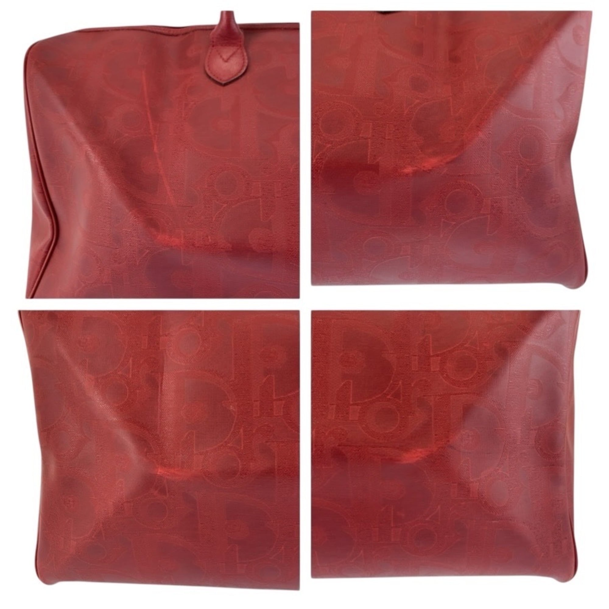 Christian Dior Red Color Pvc Boston Bag Shoulder Bag (Pre-Owned)