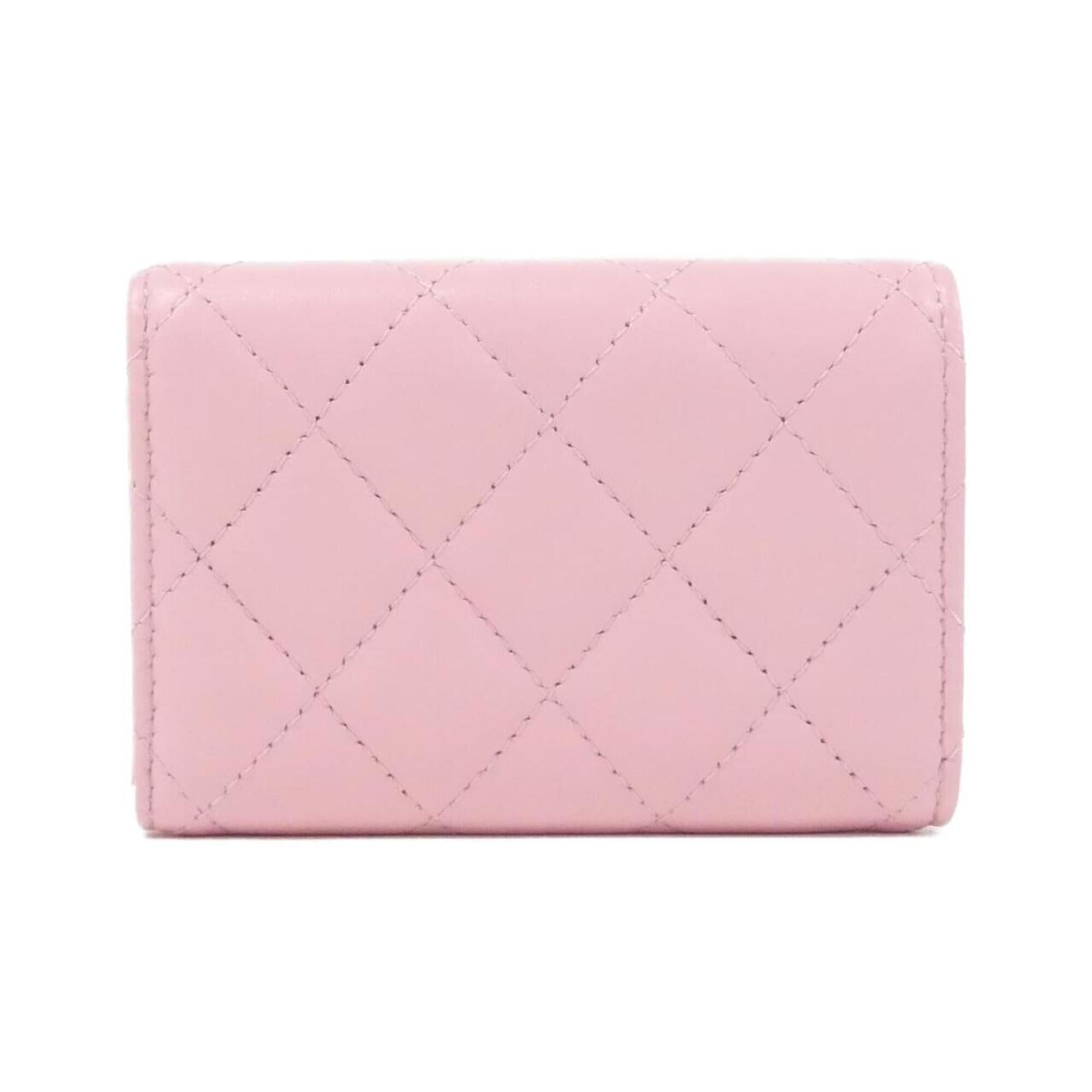 Chanel Pink Leather Wallet (Tri-Fold) (Pre-Owned)