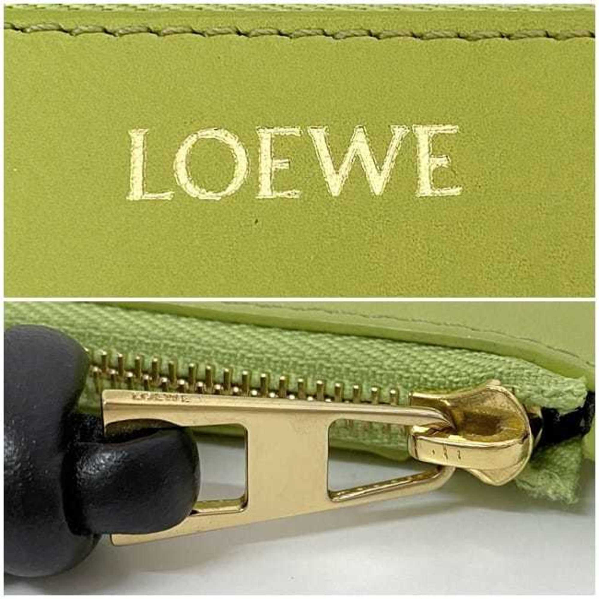 Loewe Black Light Green Leather Coin Purse/Coin Case (Pre-Owned)