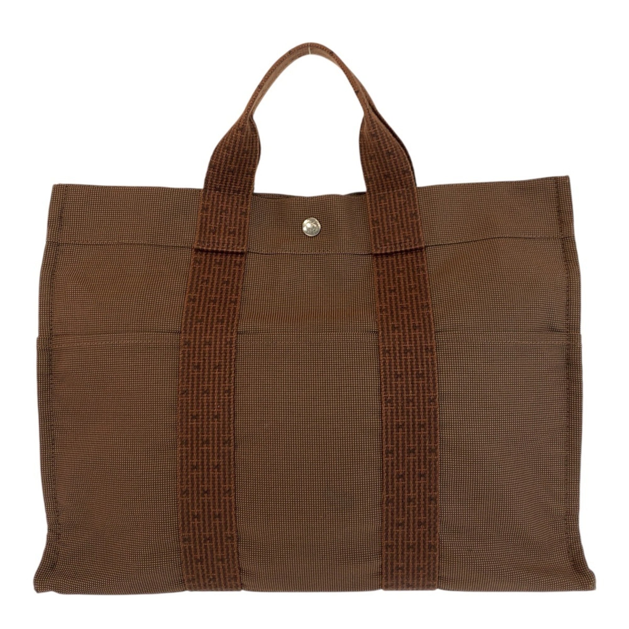 Hermes Brown Polyamide Handbag Tote Bag (Pre-Owned)