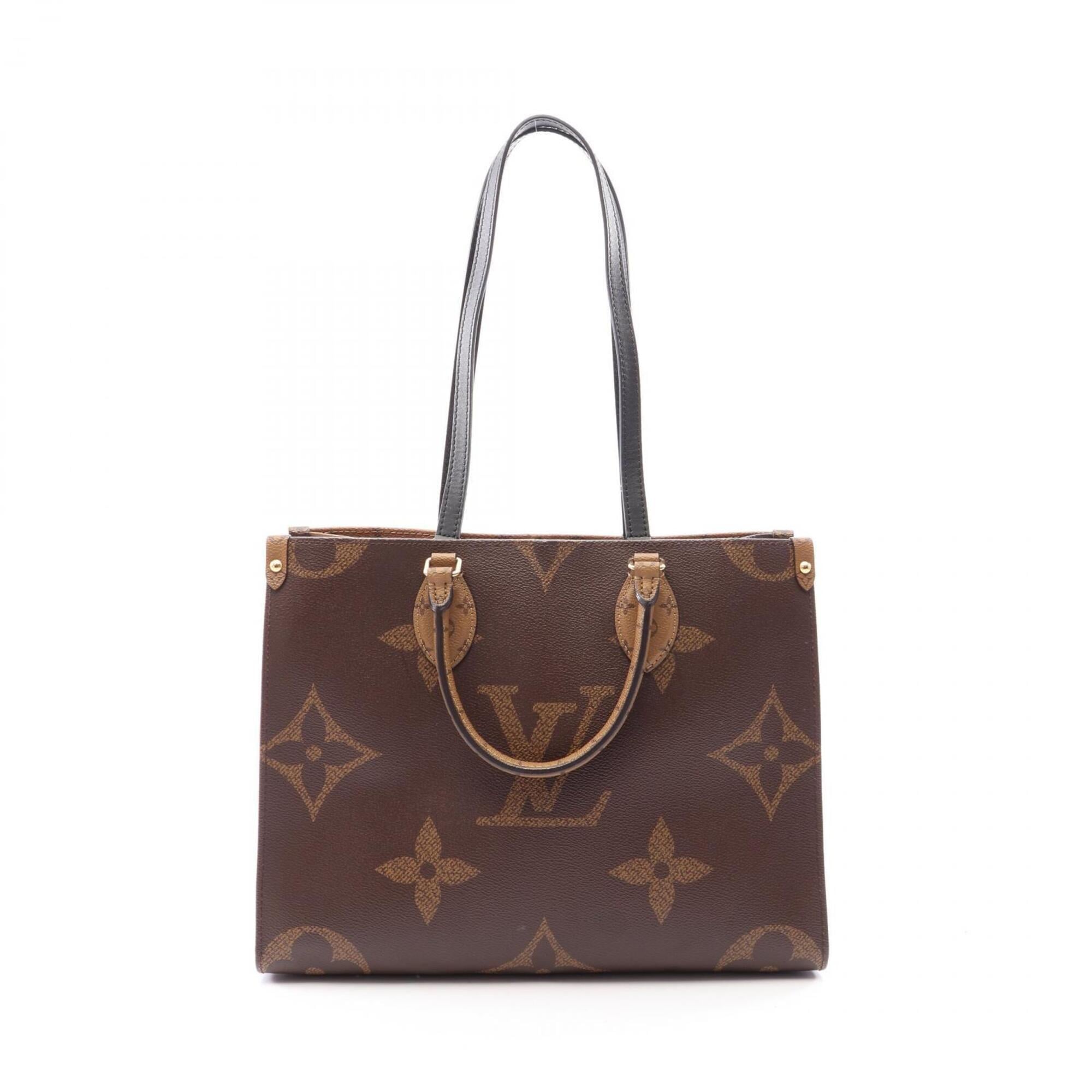 Louis Vuitton Beige Brown Coated Canvas Leather Handbag Tote Bag (Pre-Owned)