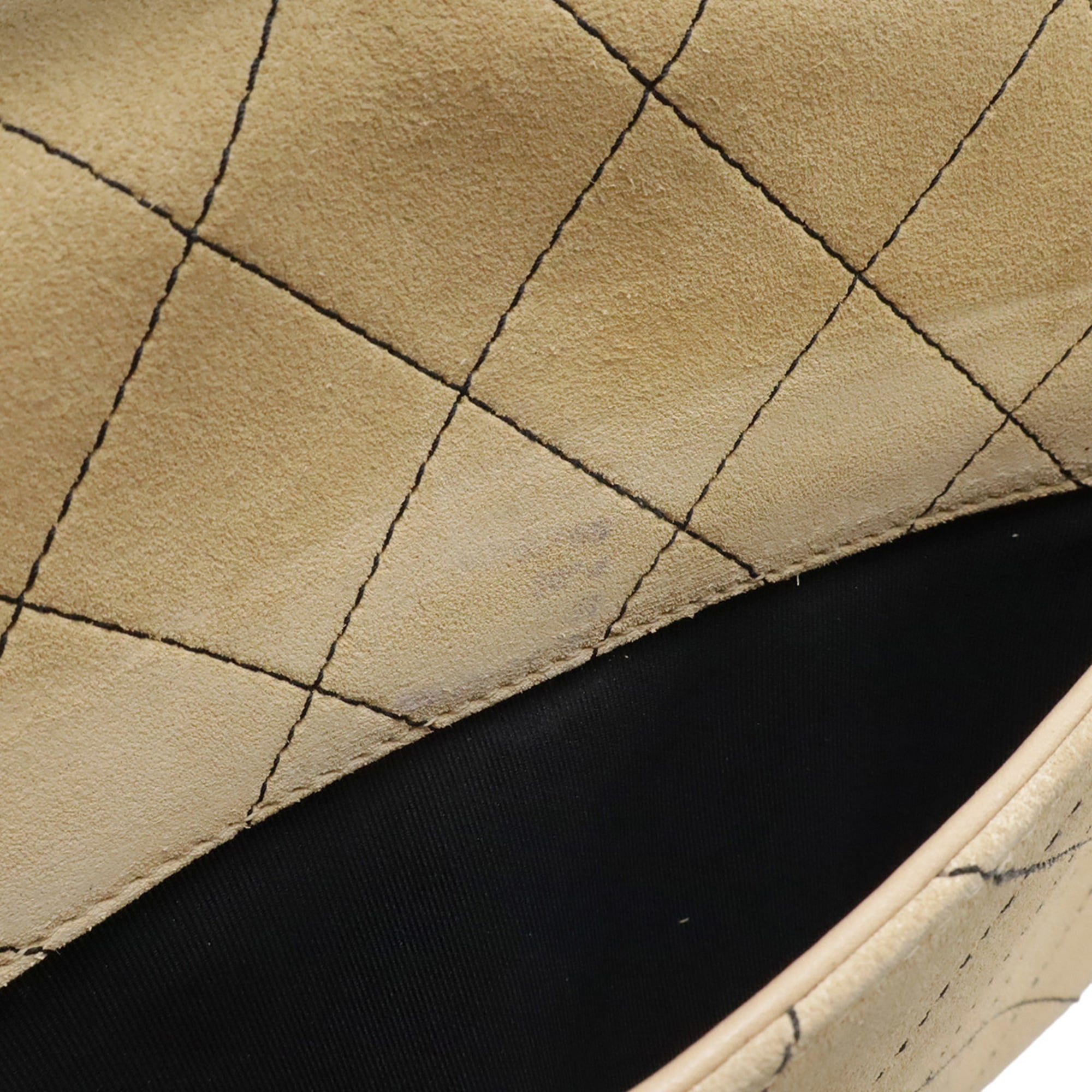 Chanel Beige Black Suede Handbag (Pre-Owned)