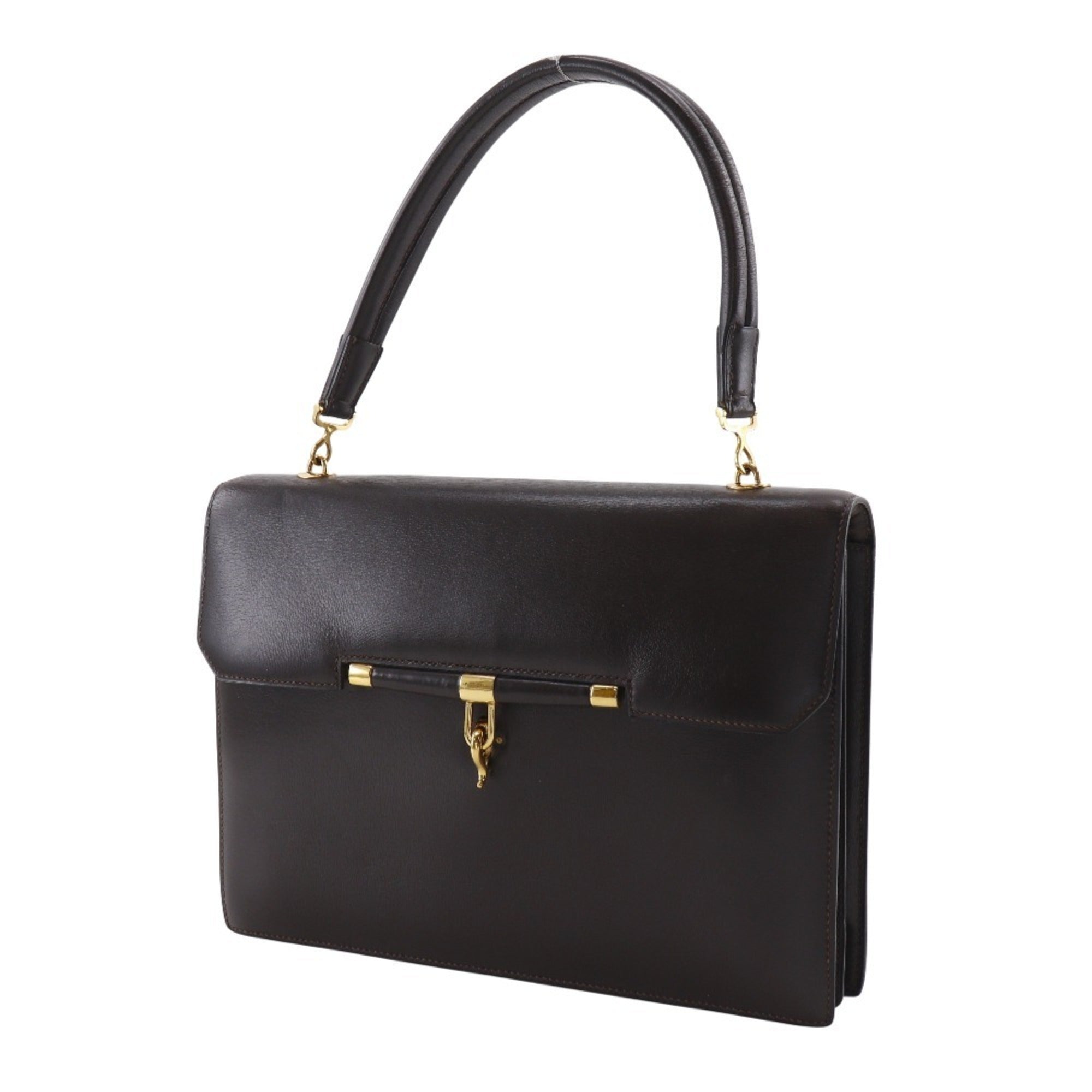 Hermes Brown Box Calf Leather Handbag (Pre-Owned)
