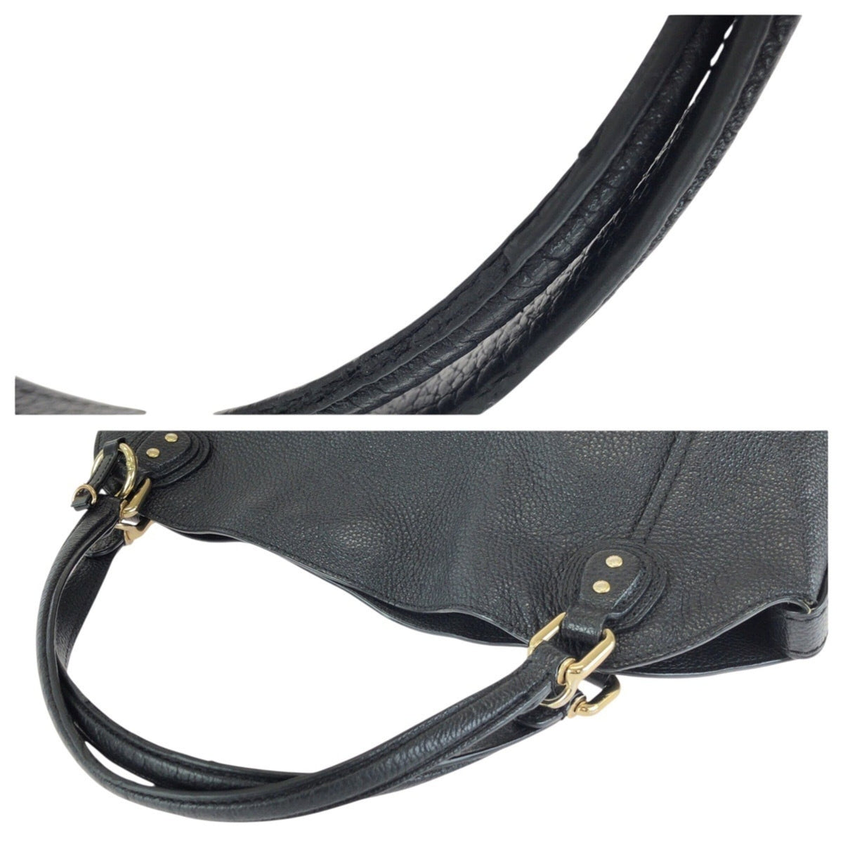 Coach Black Leather Shoulder Bag Tote Bag (Pre-Owned)