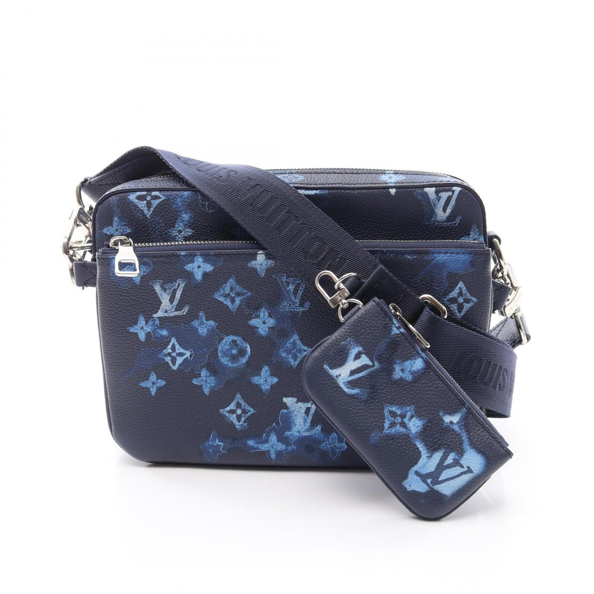 Louis Vuitton Blue Navy Monogram Leather Handbag Pouch Shoulder Bag (Pre-Owned)