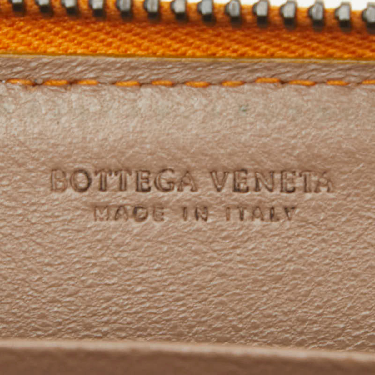 Bottega Veneta Intrecciato Brown Orange Leather Long Wallet (Bi-Fold) (Pre-Owned)