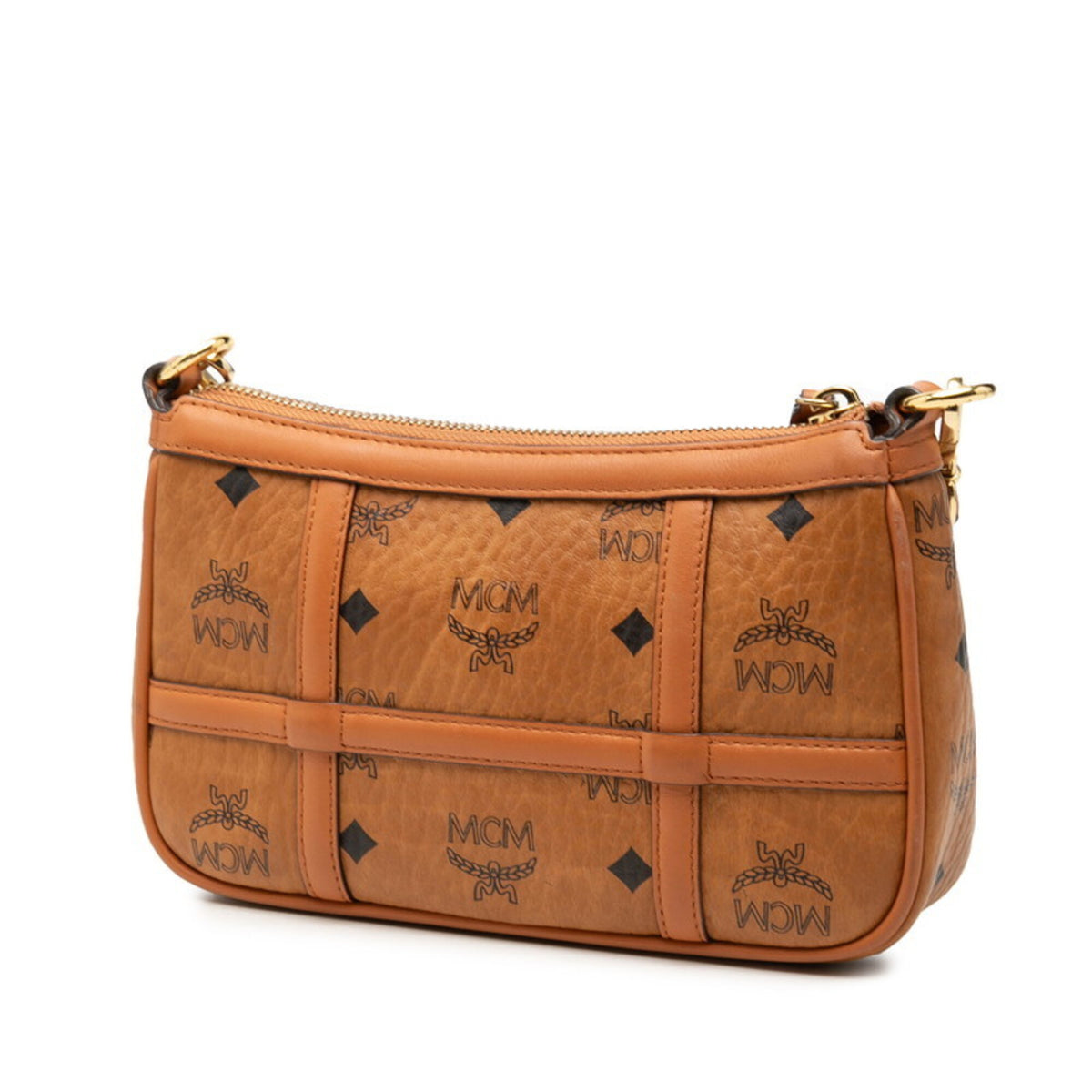 Mcm Visetos Brown Pvc Leather Shoulder Bag (Pre-Owned)