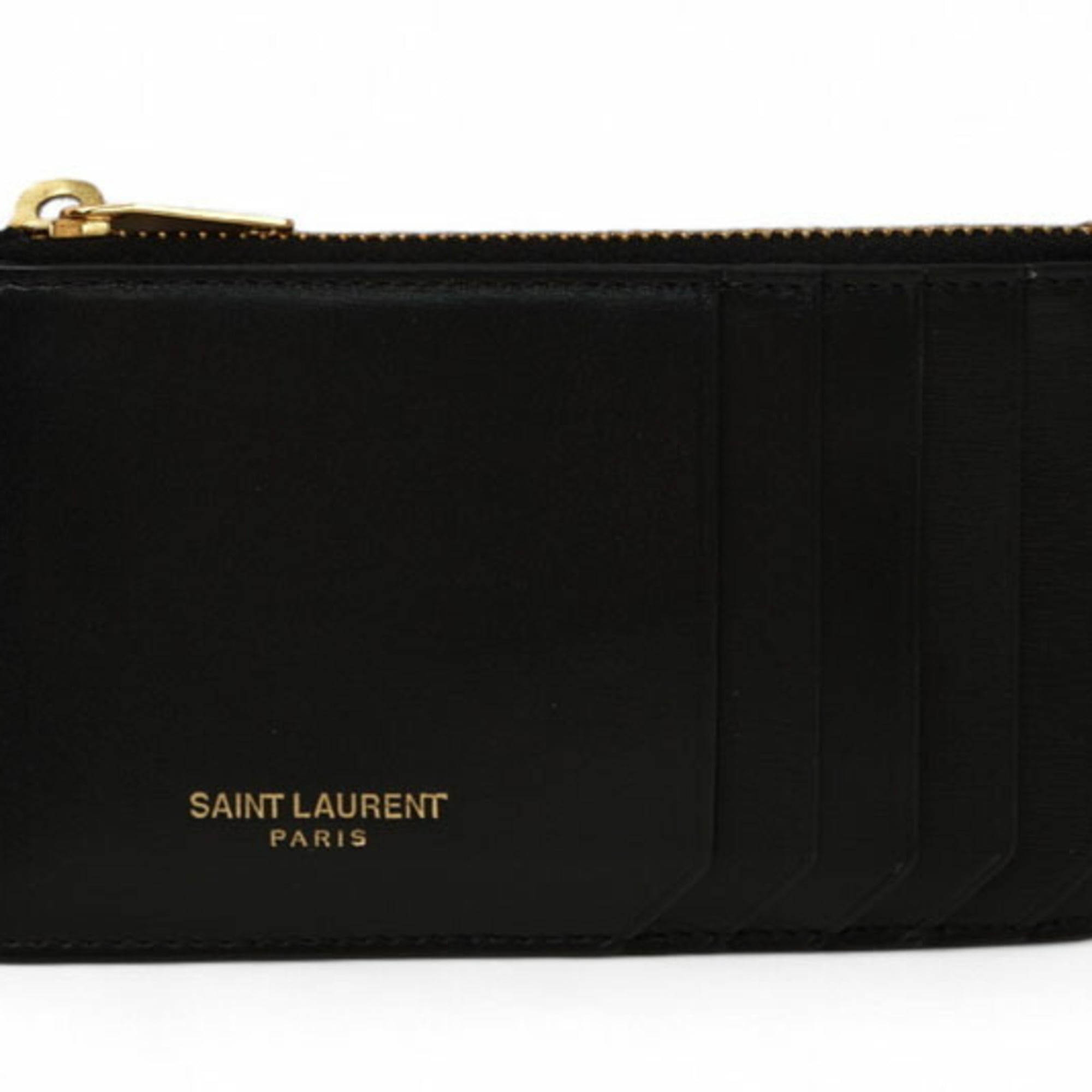 Yves Saint Laurent Black Leather Card Wallet (Pre-Owned)