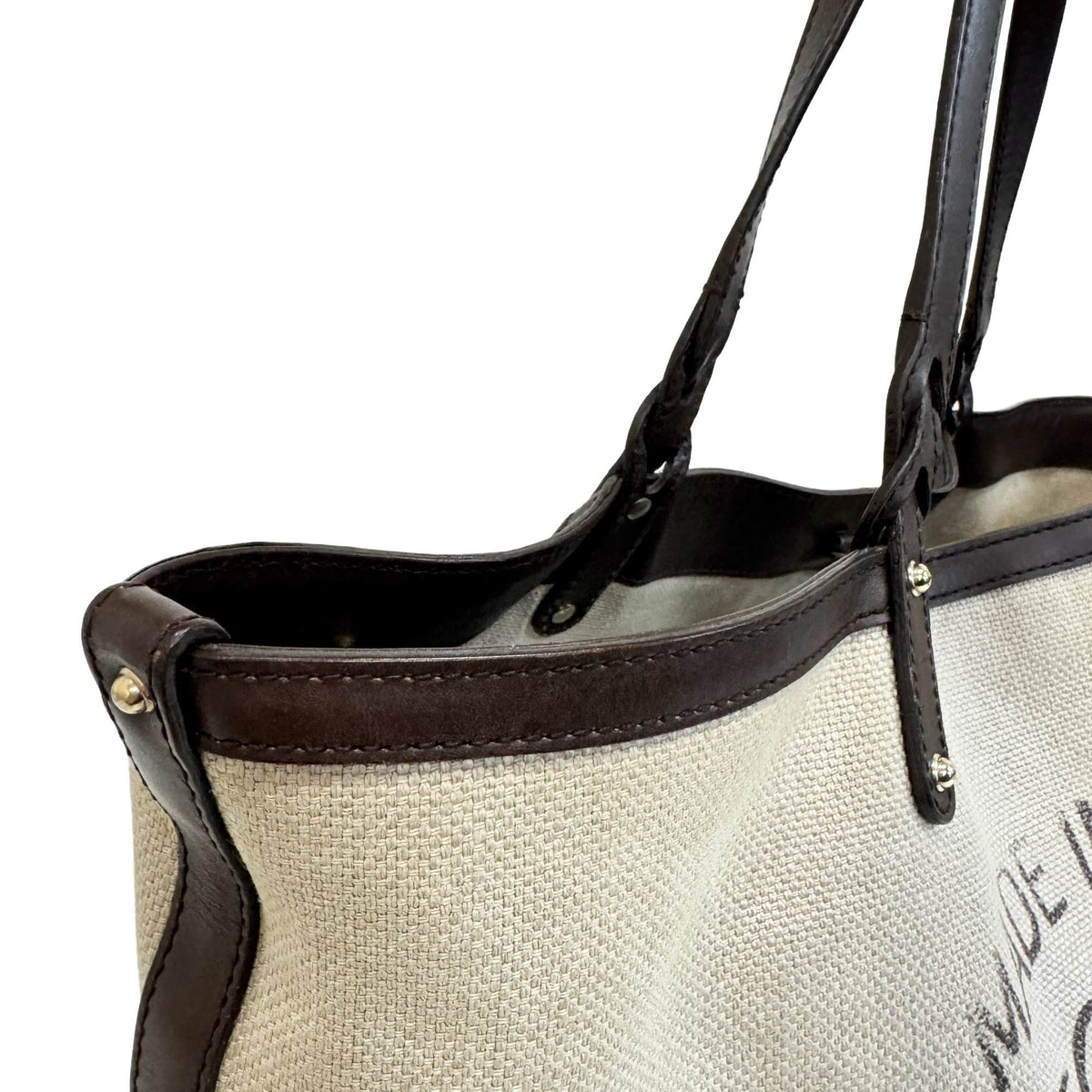 Gucci Brown Canvas Leather Tote Bag (Pre-Owned)