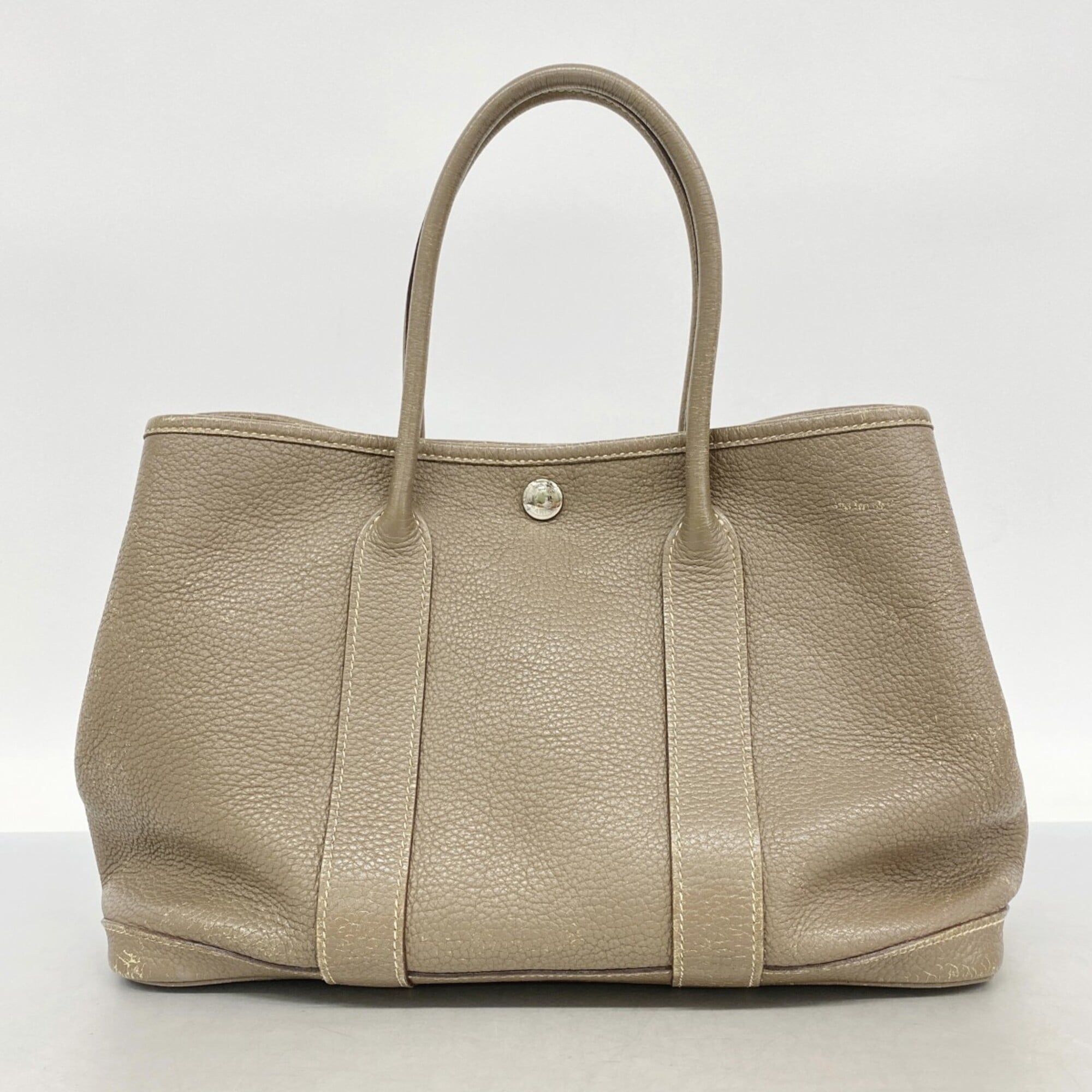 Hermes Etoupe Gray Taurillon Clemence Leather Tote Bag (Pre-Owned)