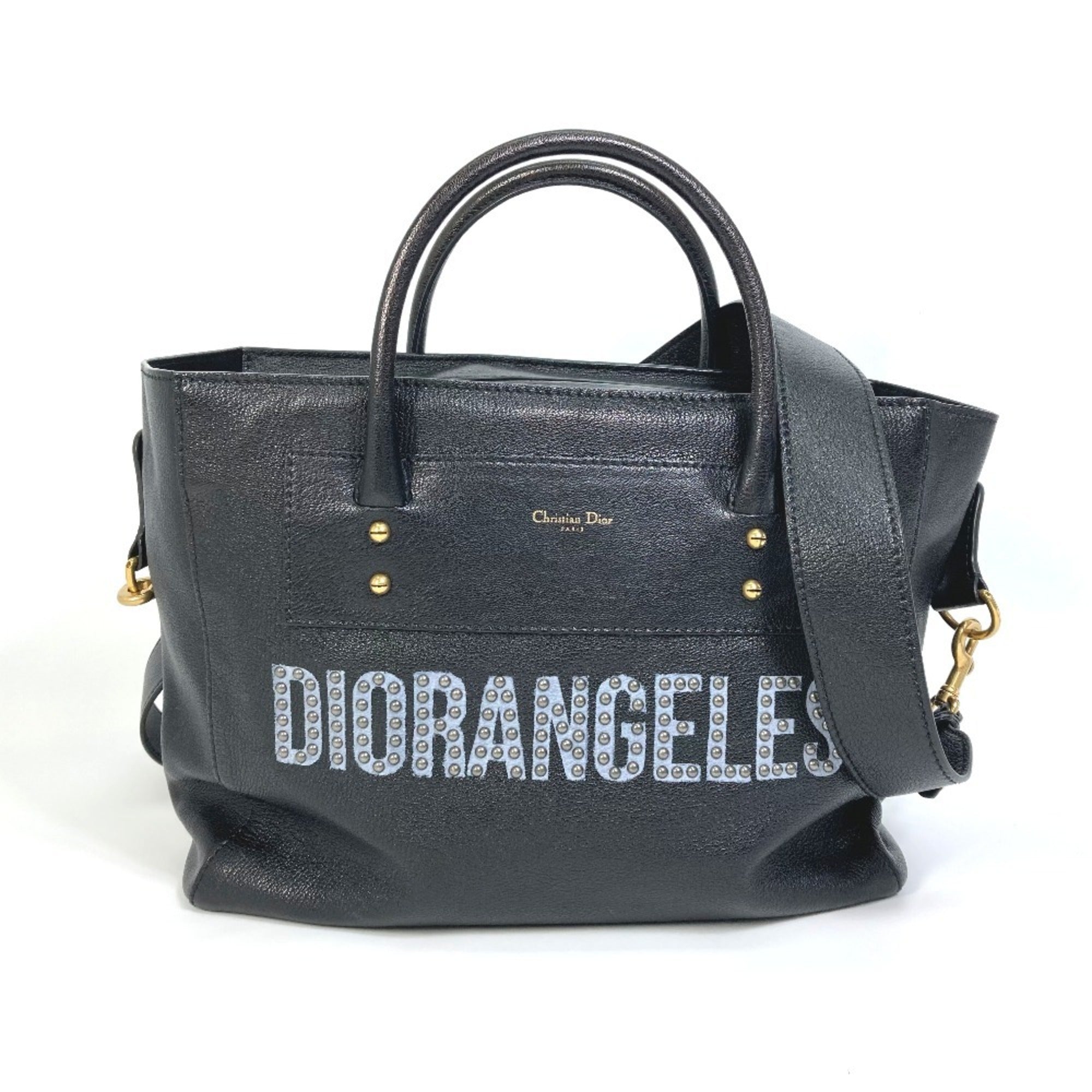 Christian Dior Black Leather Shoulder Bag Tote Bag (Pre-Owned)
