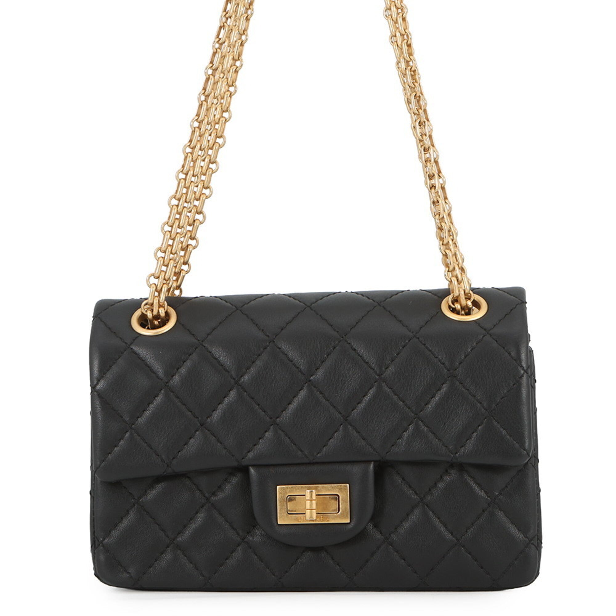 Chanel Black Leather Handbag Shoulder Bag (Pre-Owned)