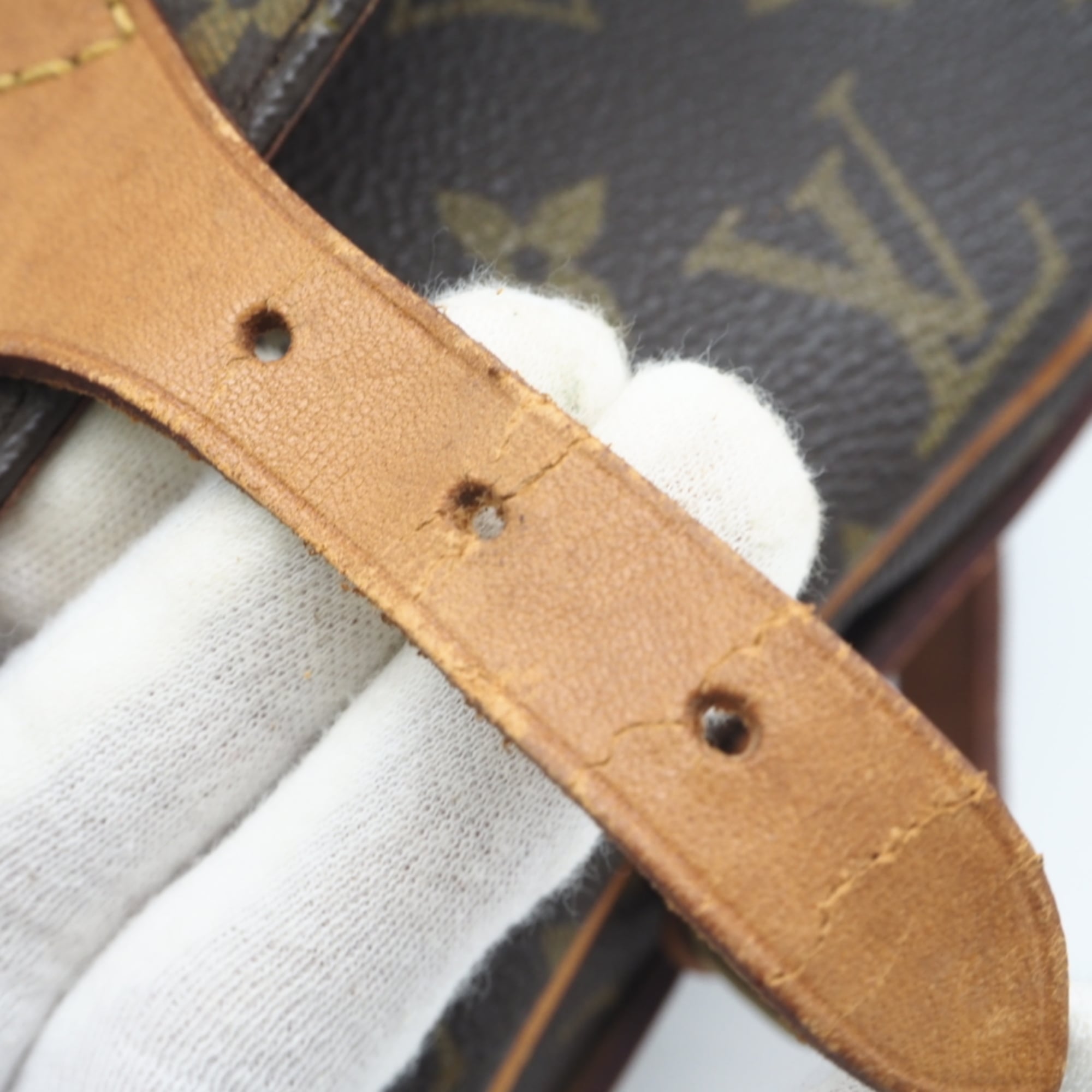 Louis Vuitton Monogram Beige Brown Coated Canvas Leather Shoulder Bag (Pre-Owned)