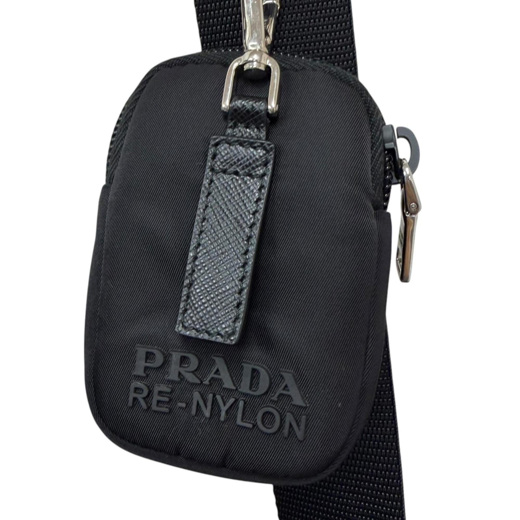 Prada Black Nylon Leather Pouch Shoulder Bag (Pre-Owned)