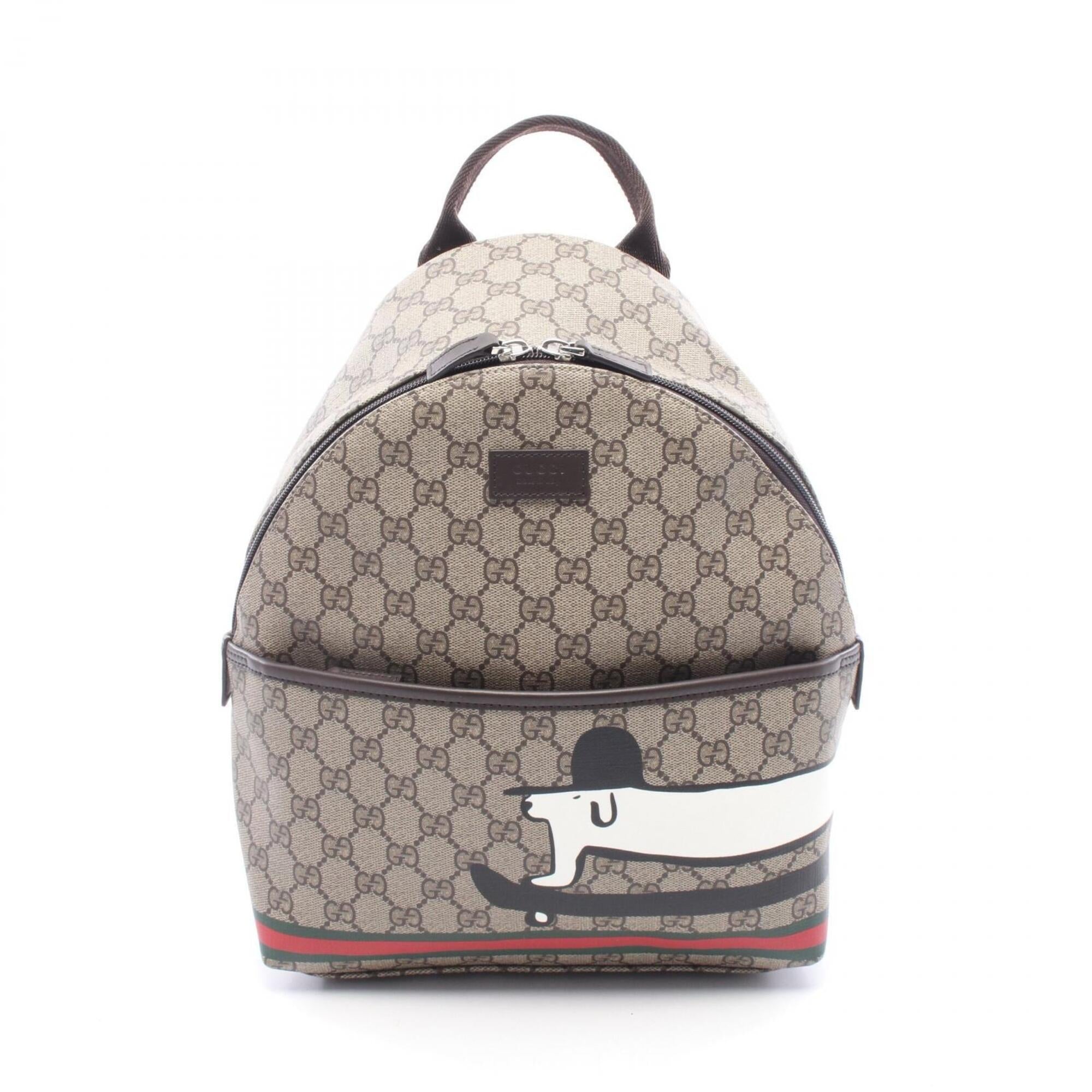 Gucci Beige Brown Multi-Color Pvc Leather Backpack Handbag (Pre-Owned)