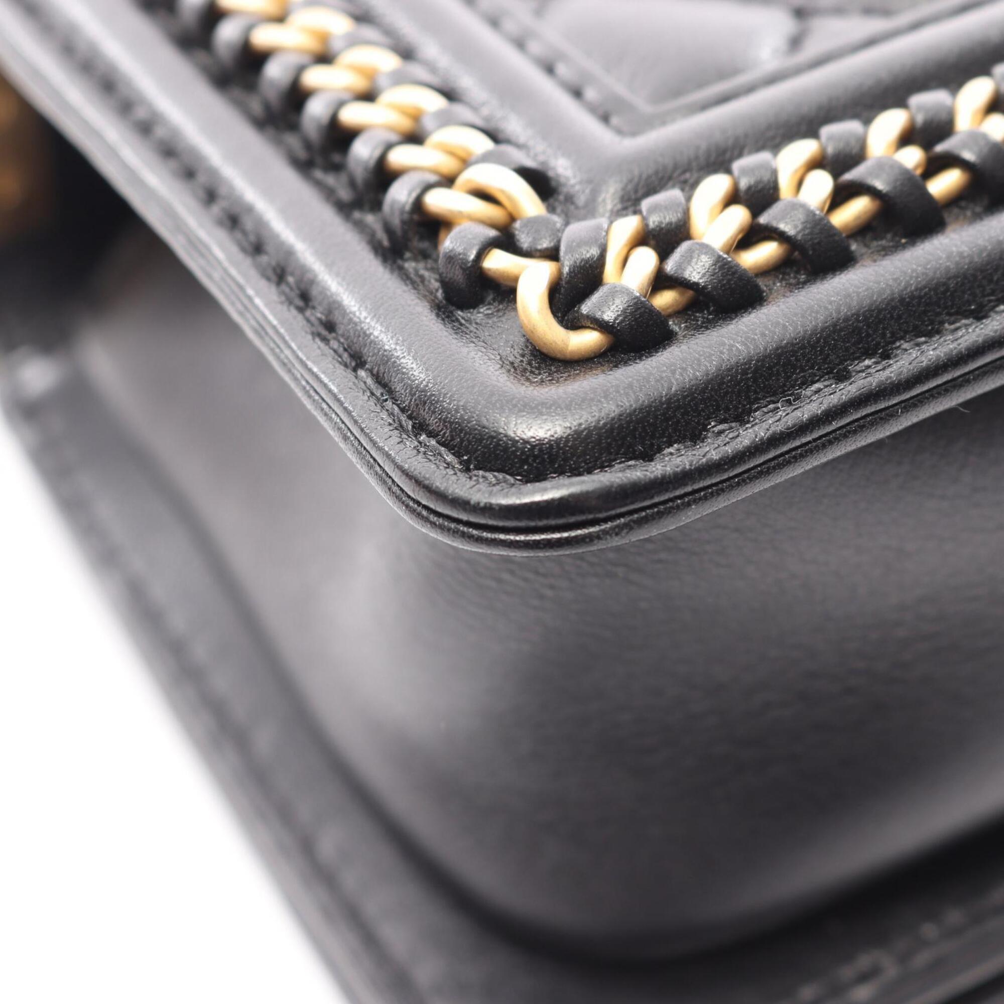 Chanel Black Leather Handbag Shoulder Bag (Pre-Owned)