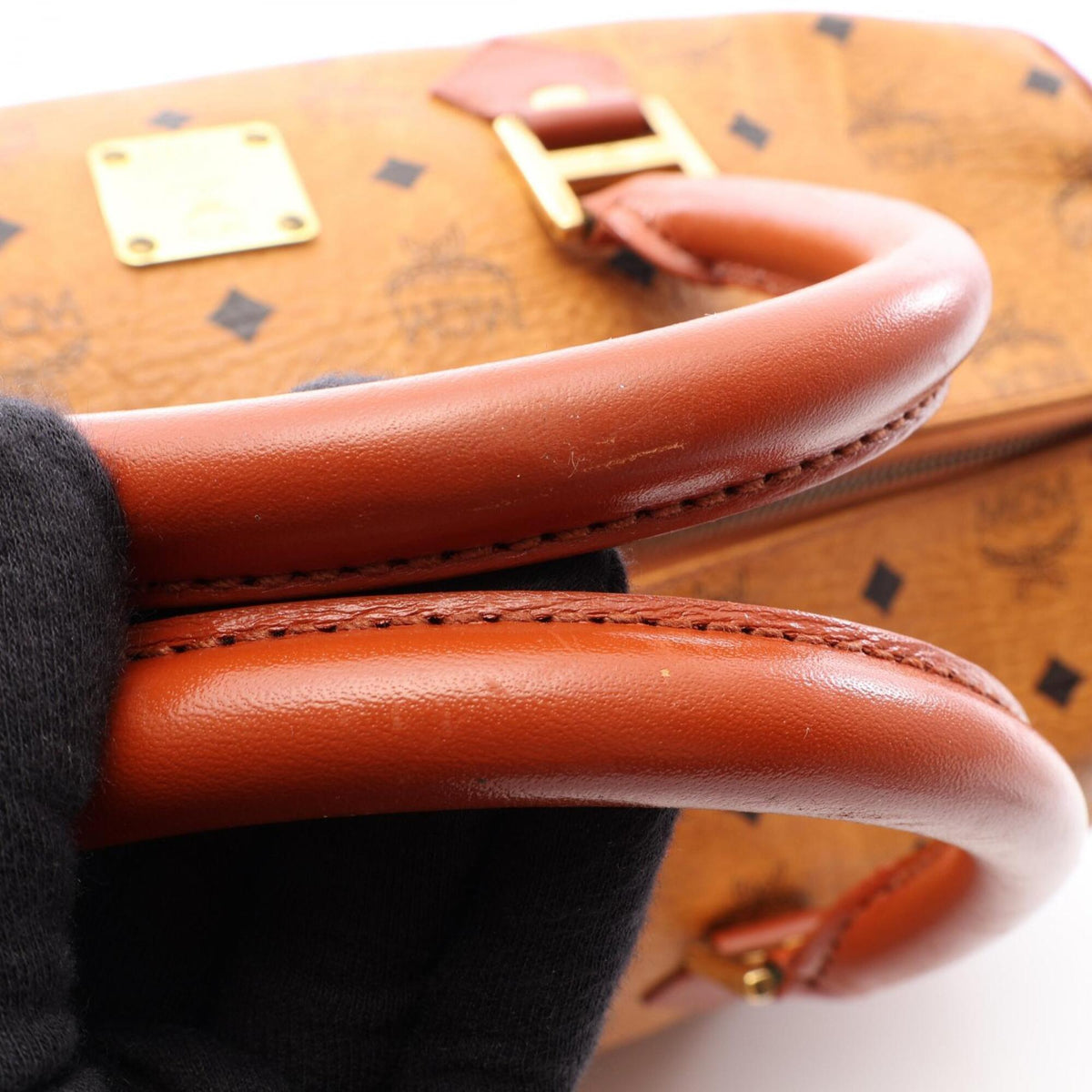 Mcm Brown Coated Canvas Leather Boston Bag Handbag (Pre-Owned)