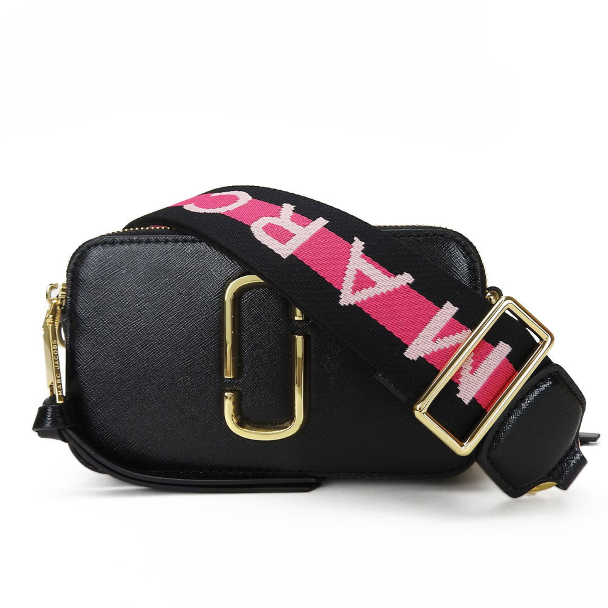 Marc Jacobs Black Gray Pink White Leather Shoulder Bag (Pre-Owned)