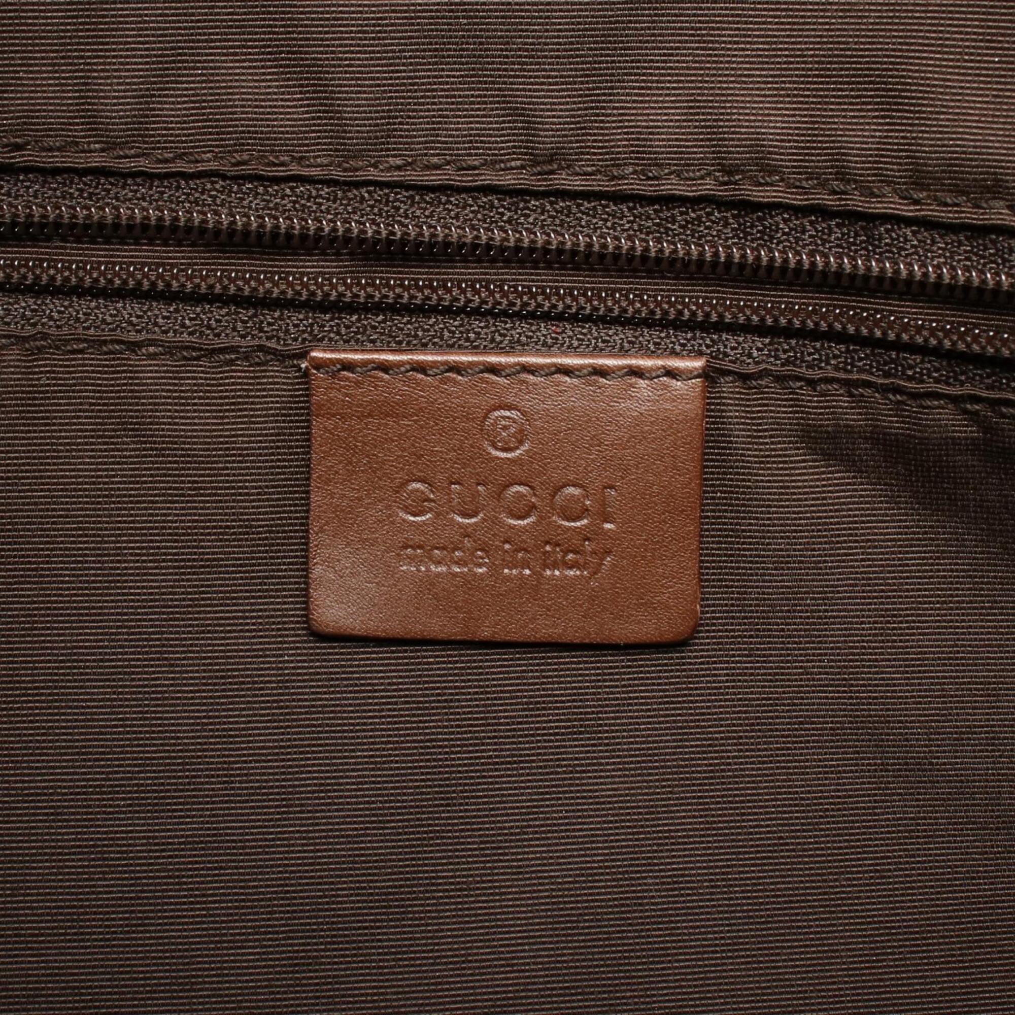 Gucci Brown Pink Canvas Leather Handbag (Pre-Owned)