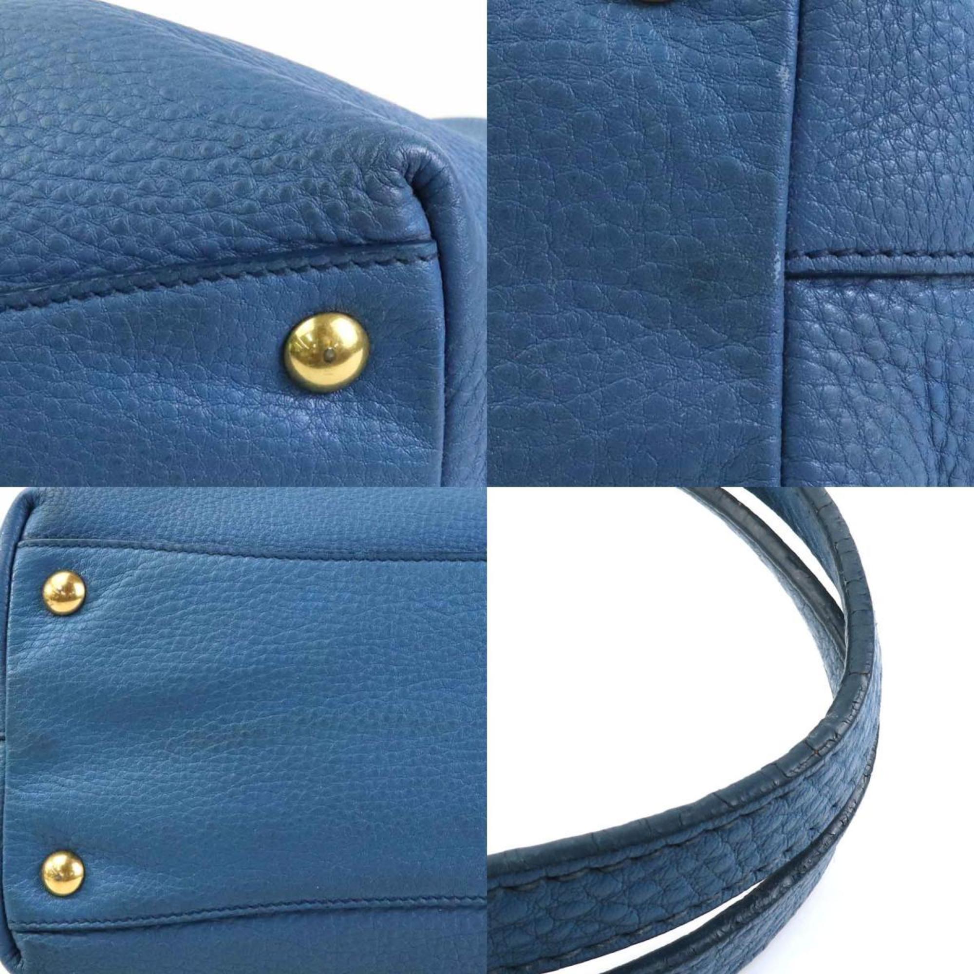 Miu Miu Blue Leather Handbag Shoulder Bag (Pre-Owned)
